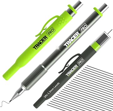 Tracer Pro Series Precision Pencil with 24 x Replacement 1.3mm Leads and Site Holsters - All-in-one Aluminium Precision Marking Kit APPK1-PRO