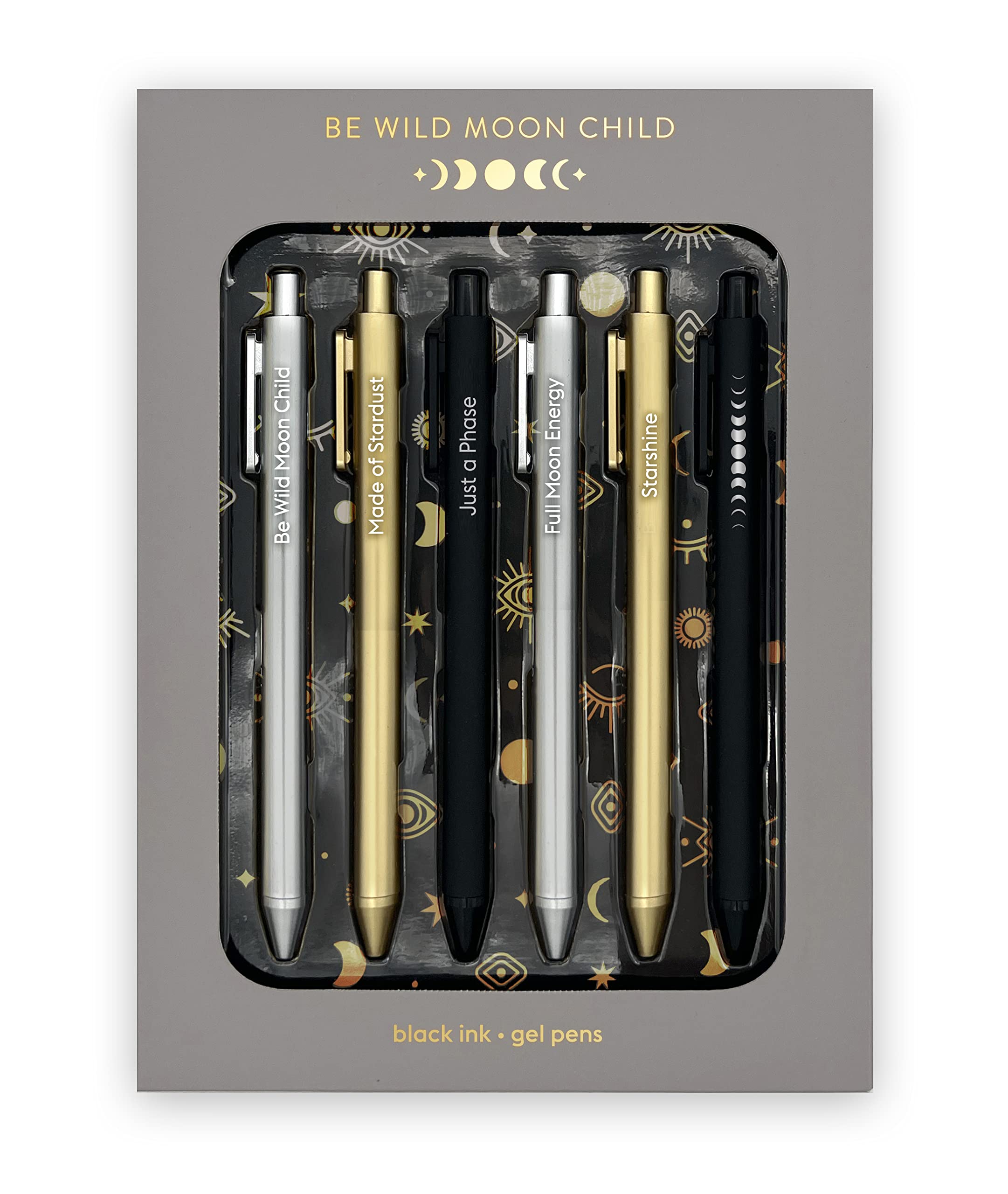 SniftyBe Wild Moon Child - Black ink gel pens - Set of 6