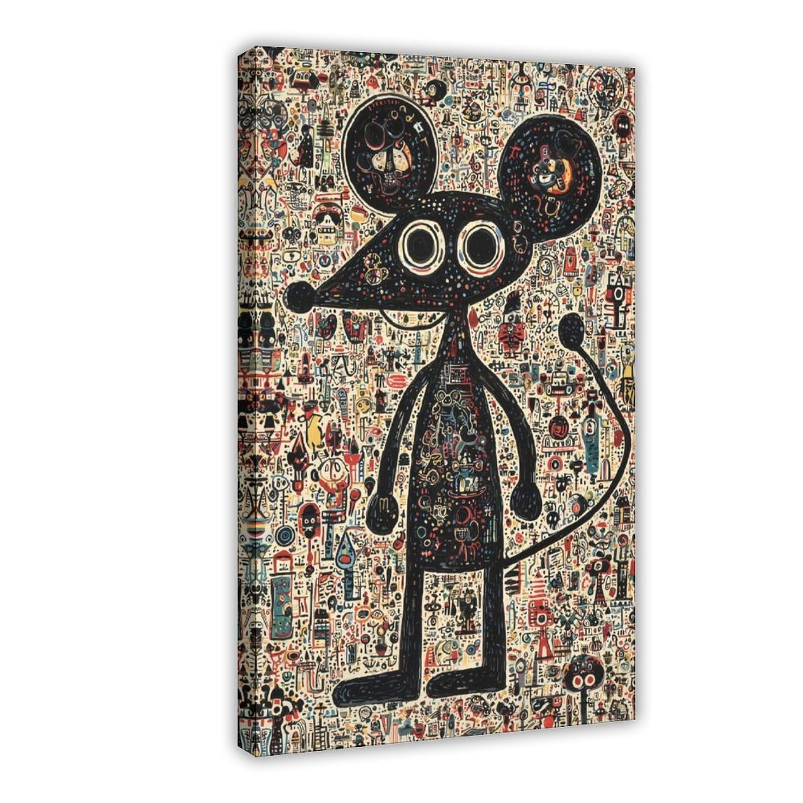 Jfecth Frame-Style Stylized Mouse Character Poster Canvas Poster For Office Decor Gift