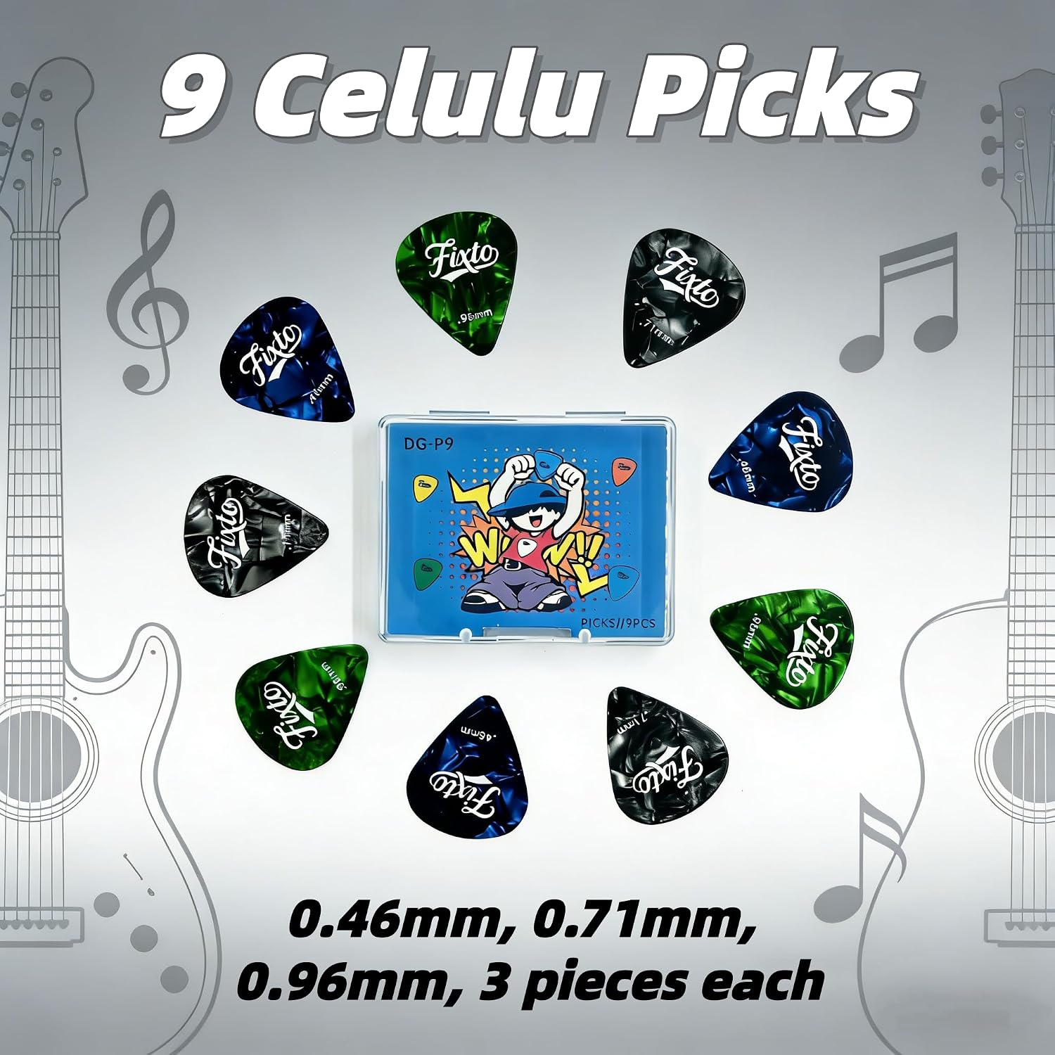 Guitar Accessories Kit | Quick-release guitar strap, capo, picks, tuners, winder & cloth | For acoustic, electric, bass, ukulele, ideal gift for beginners