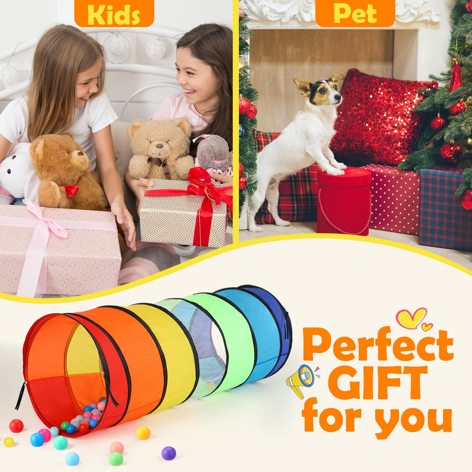 1 túnel de juego gigante de 27.6 pulgadas para niños y perros grandes, juguete colorido para niños pequeños con malla transpirable, tienda de campaña de juguete, regalo para niñas y niños 6