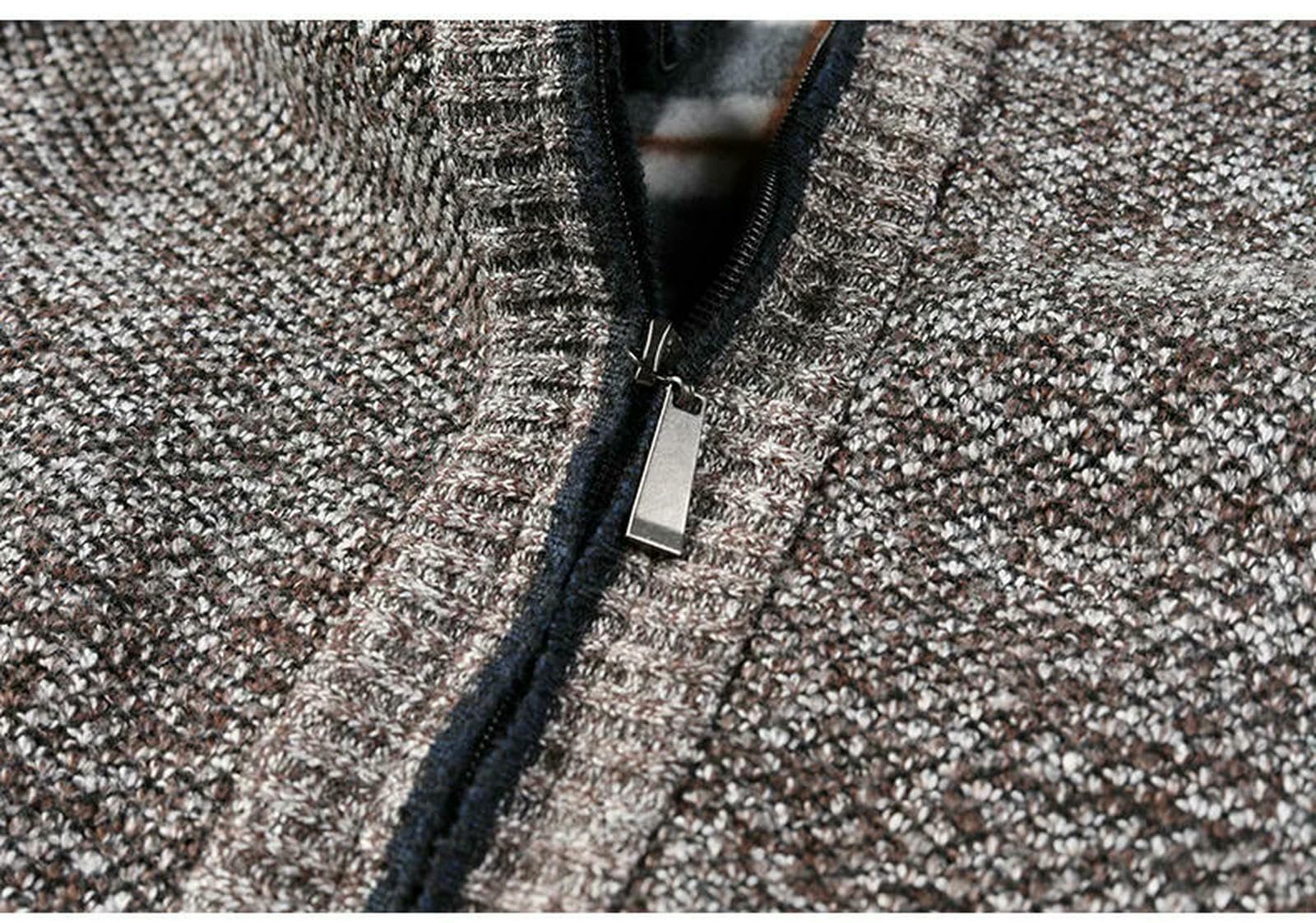 Męski sweter ciepły jesienny zimowy sweter z dzianiny Kurtki z zamkiem na całej długości płaszcz z dzianiny Slim Fit Jersey-kardigan01 beżowy azjatycki rozmiar M