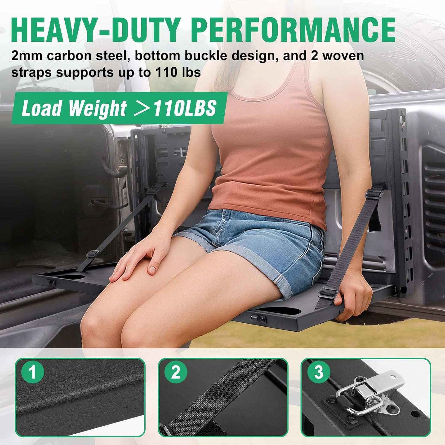 HOCHO Fit for Jeep Tailgate Table, Heavy Duty Double-Layer Board No Drilling Required Foldable Tailgate Table Fits for 2007-2024 Jeep Wrangler JL JK Accessories