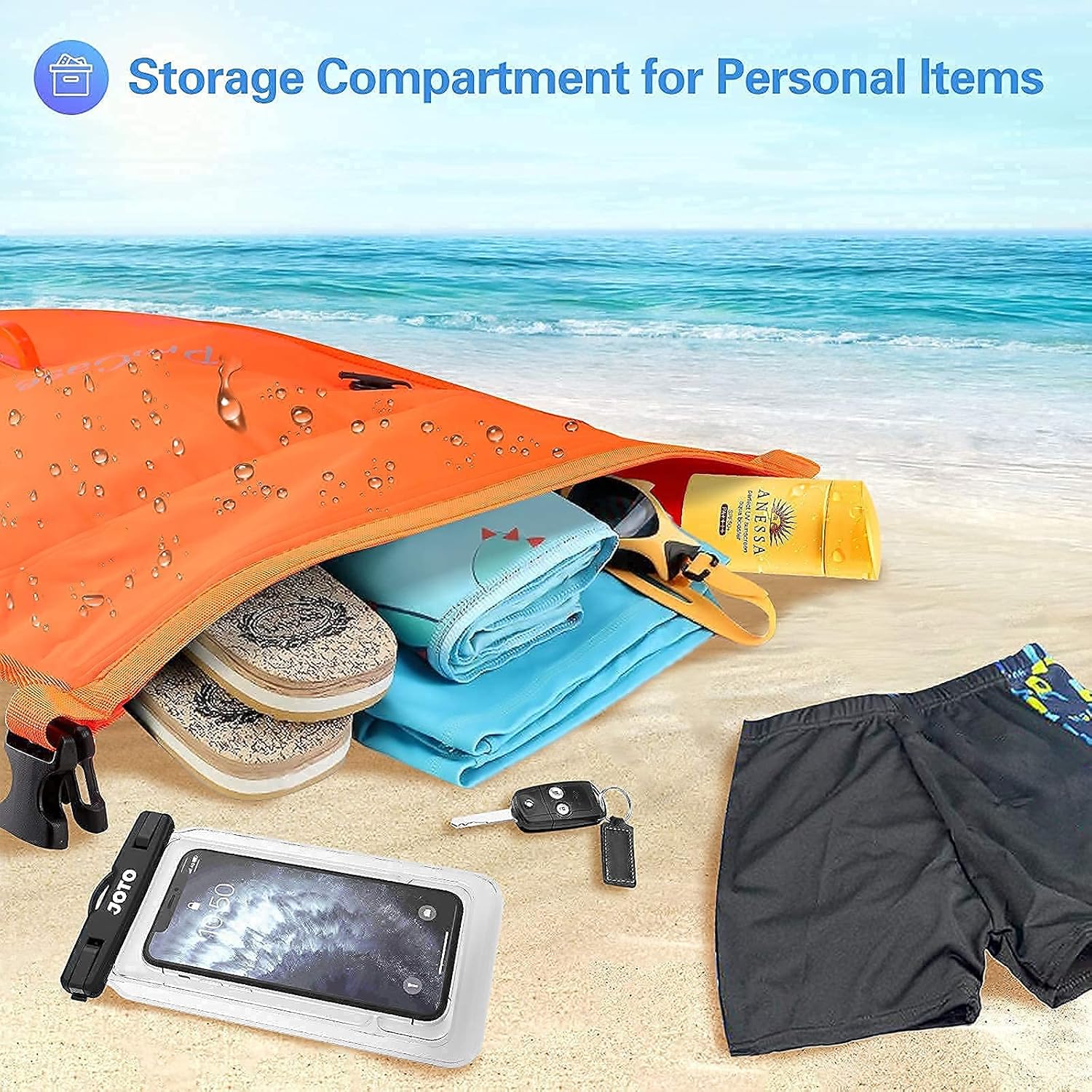 JOTO 2 Pack Universal Waterproof Case Bundle with 35L Waterproof Swim Buoy Backpack