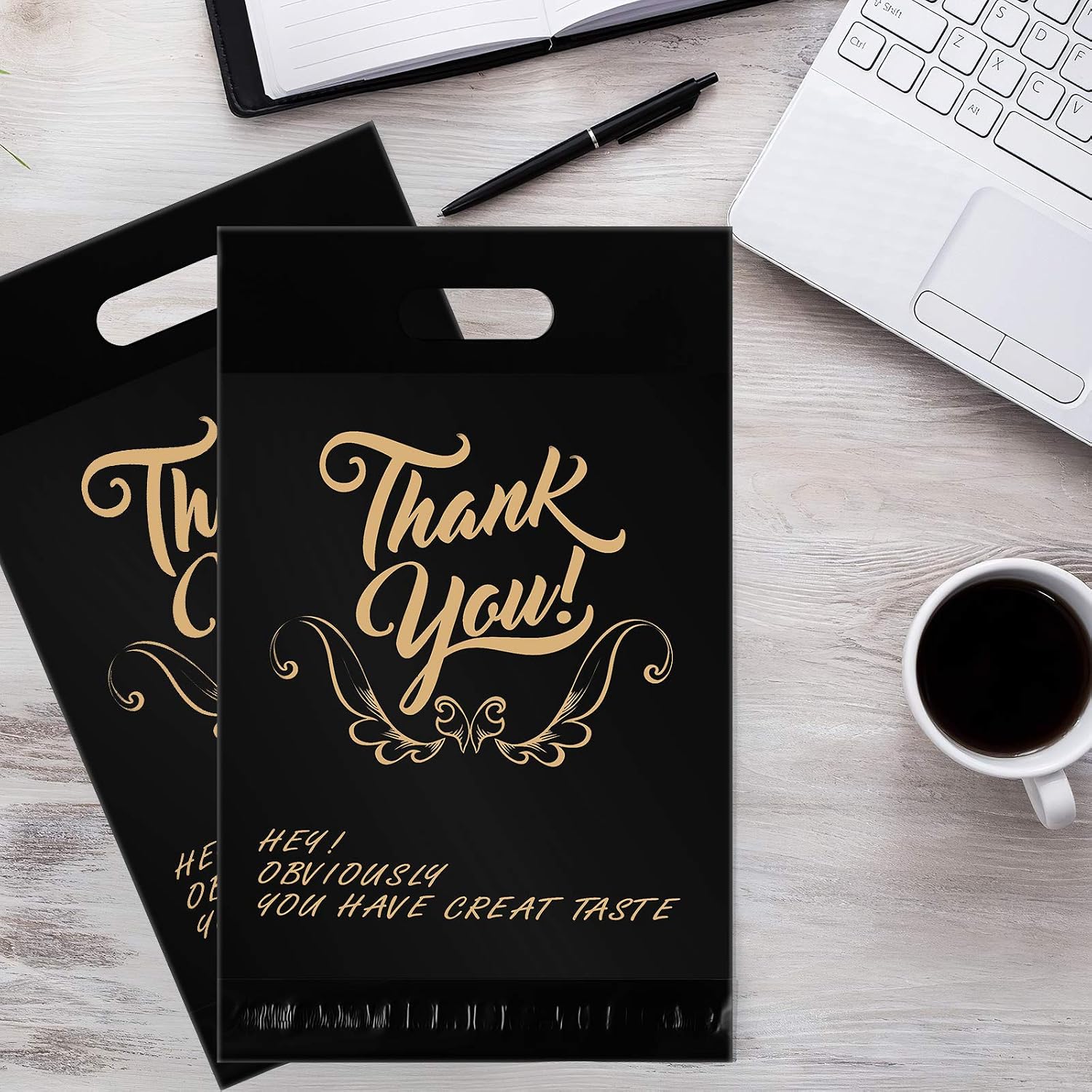 Poly Mailer 10X13 Shipping Bags with Build-in Handle Self Adhesive Waterproof and Tear-Proof, 3MIL Thick Premium Thank You Shipping Envelopes Mailer Postal Bags 100 Pack Black
