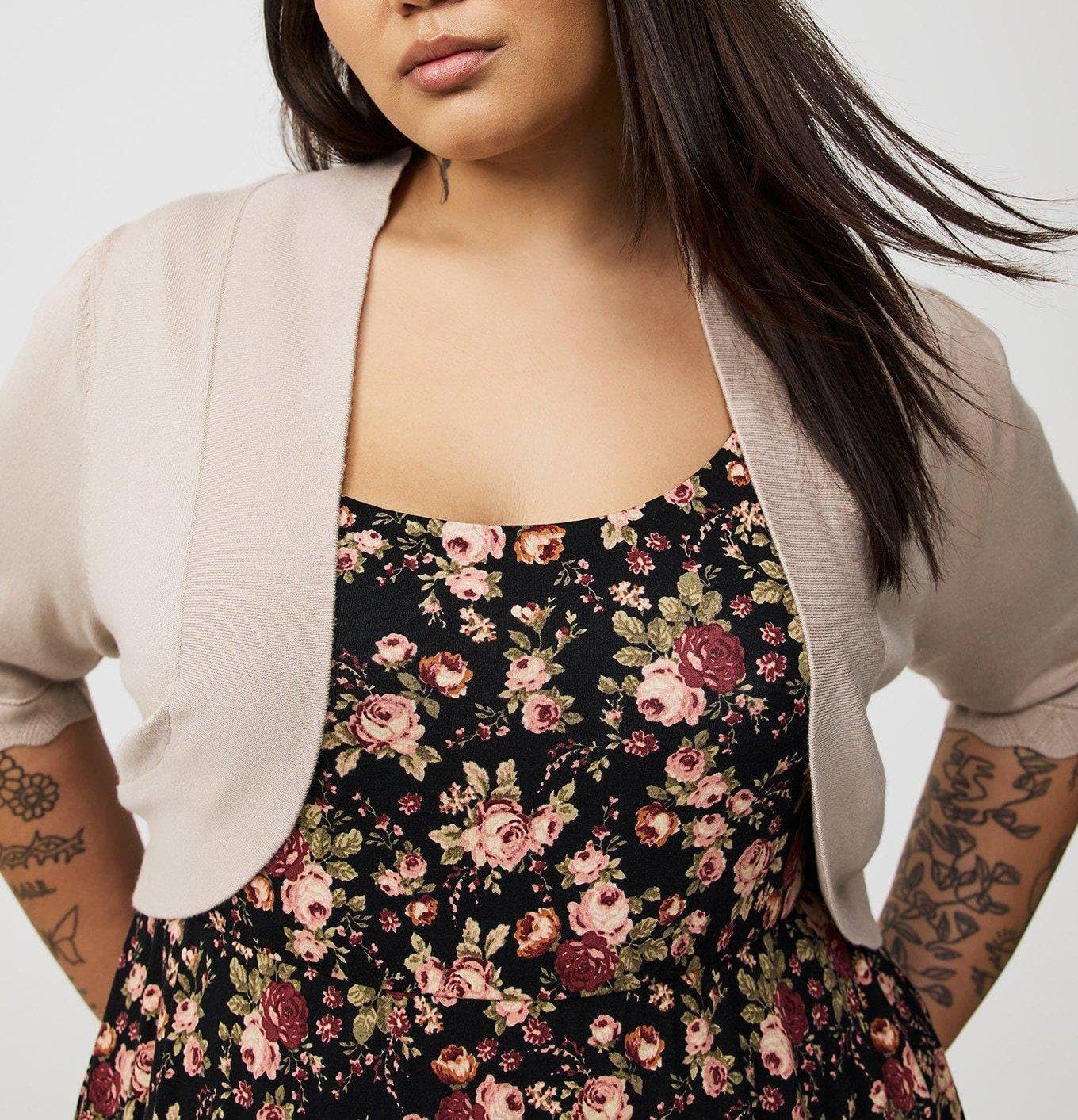 Torrid Women's Plus Size Scalloped Crop Sweater Shrug