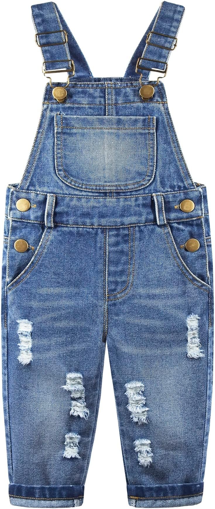 Baby Girl Boy Jean Overalls,Little Kid Bib Pocket Denim Workwear
