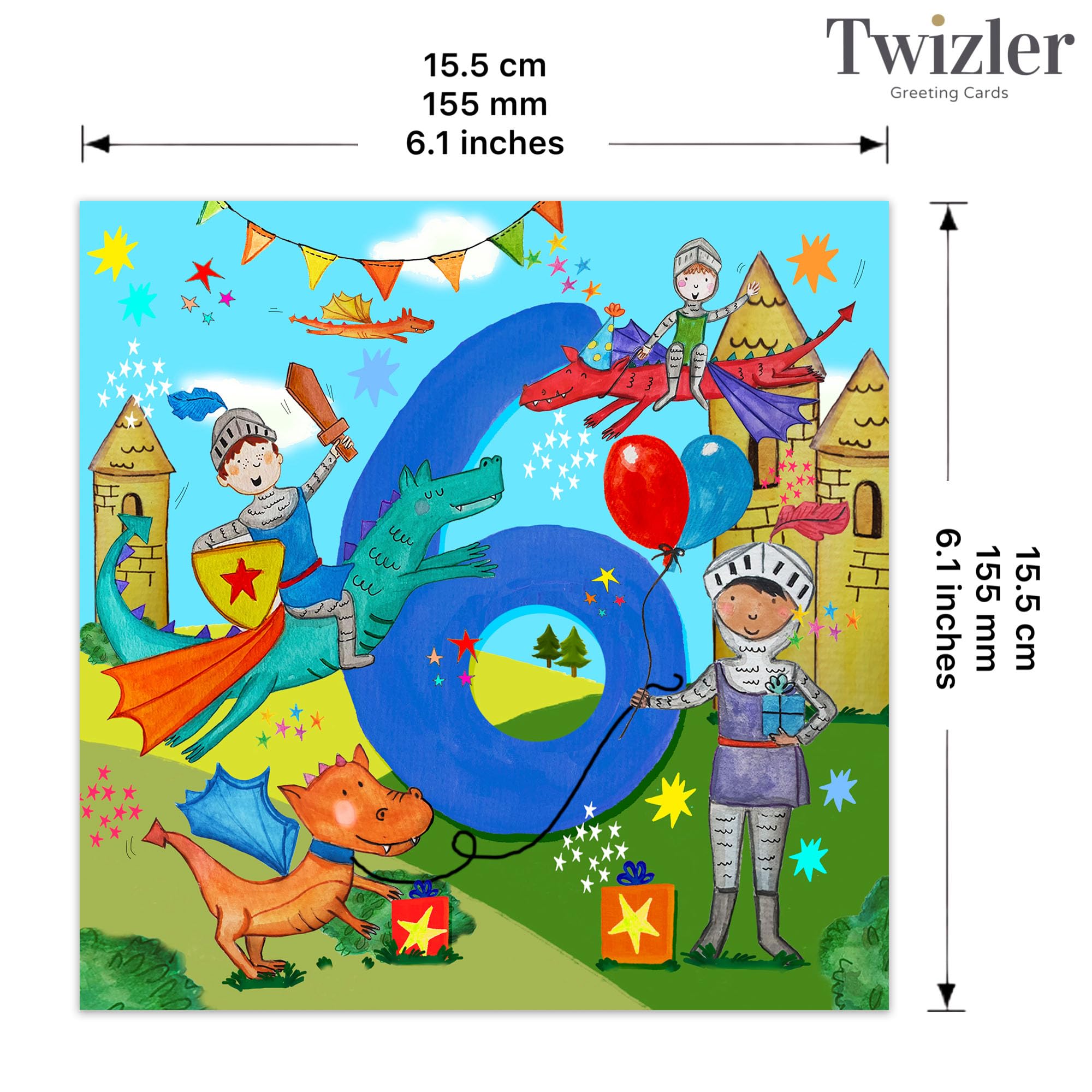 Twizler Dinosaurier Geburtstagskarte Für Jungen - 15,5x15,5 Cm, Mit Umschlag, Für Sohn, Enkel, Bruder