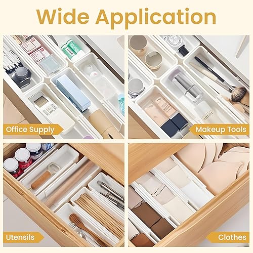 Miniatura 7 de Juego de organizadores de cajones, bandejas organizadoras de cajones expandibles, cubos organizadores de cajones para dormitorio, baño, cocina,