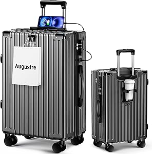 [Augustre] スーツケース 機内持ち込み 超軽量 キャリーケース 多機能 USB充電機能 カップホルダー付