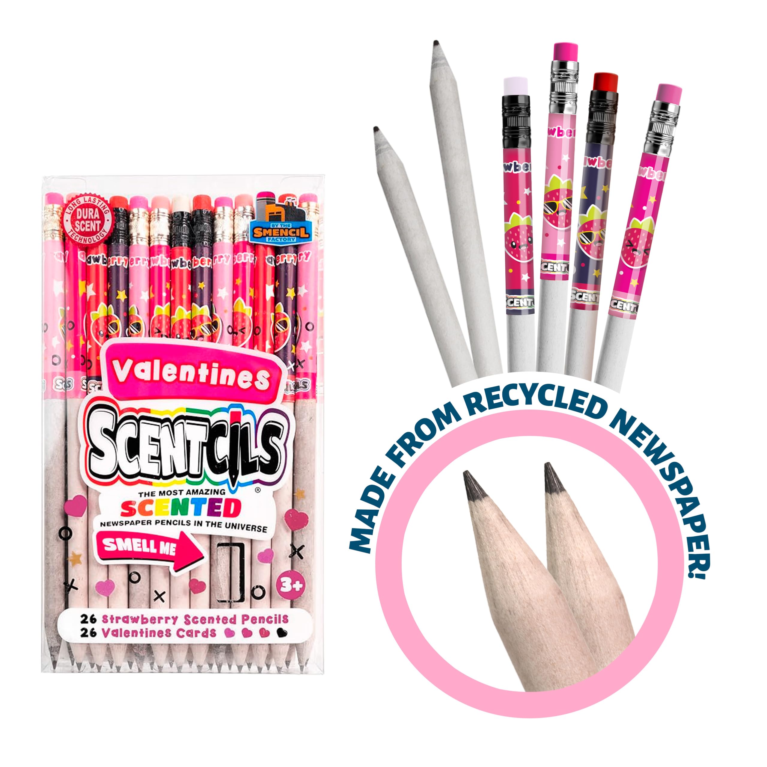 Valentines Scentcils – Patented Strawberry Scented HB #2 Pencils