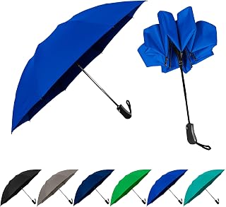 StrombergBrand Reversa (Automatic Reverse Umbrella), Compact Inverted Umbrella For Women and Men, Small Folding Rain and Windproof Umbrella - Inside Out Design, Outdoor Umbrella