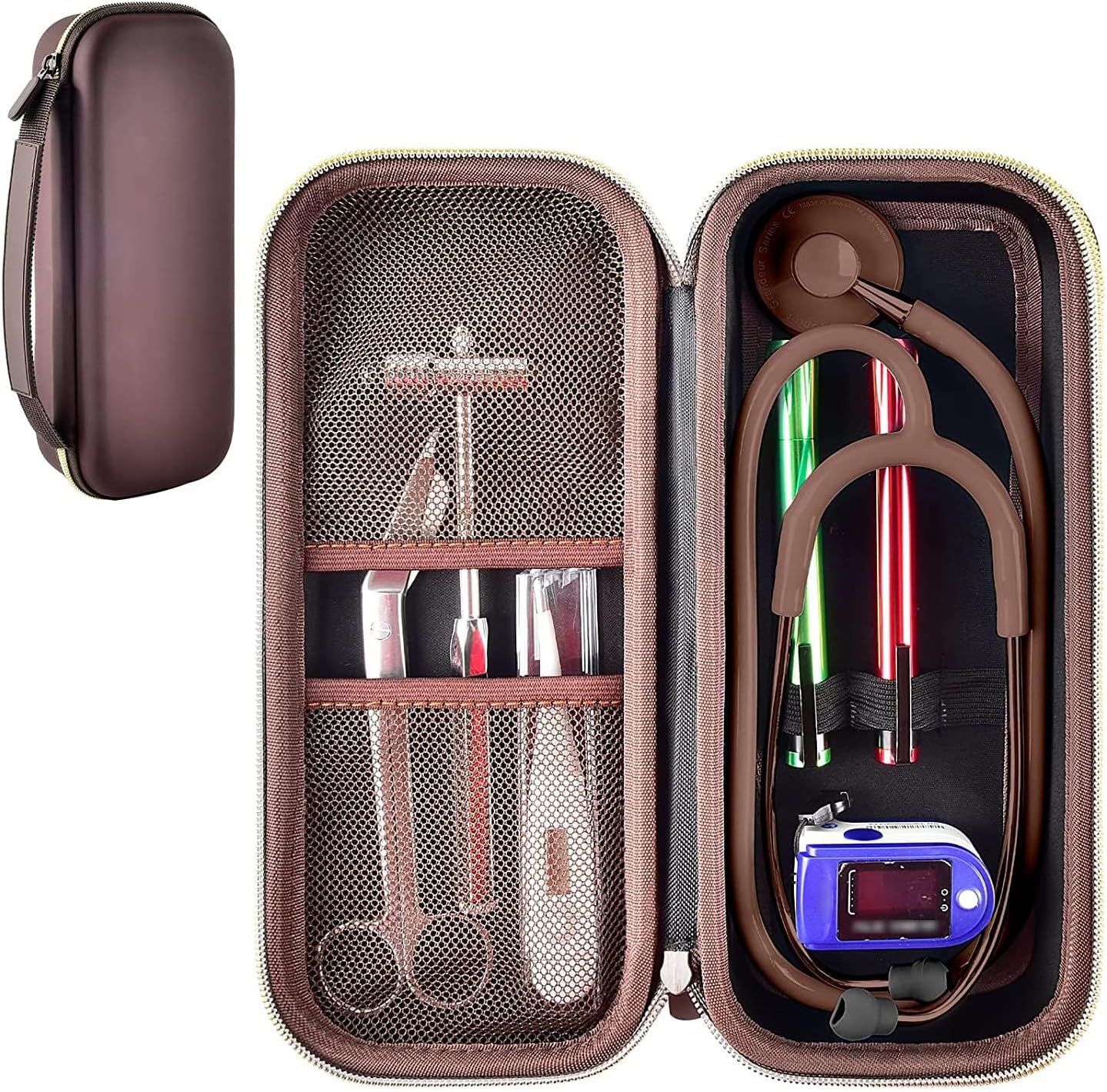 Stethoscope Case for 3M Littmann Classic III Monitoring/Lightweight II S.E/Cardiology IV Diagnostic/for MDF Acoustica Stethoscopes, Holder for Nurse Doctor Essentials & Medical Accessories, Brown