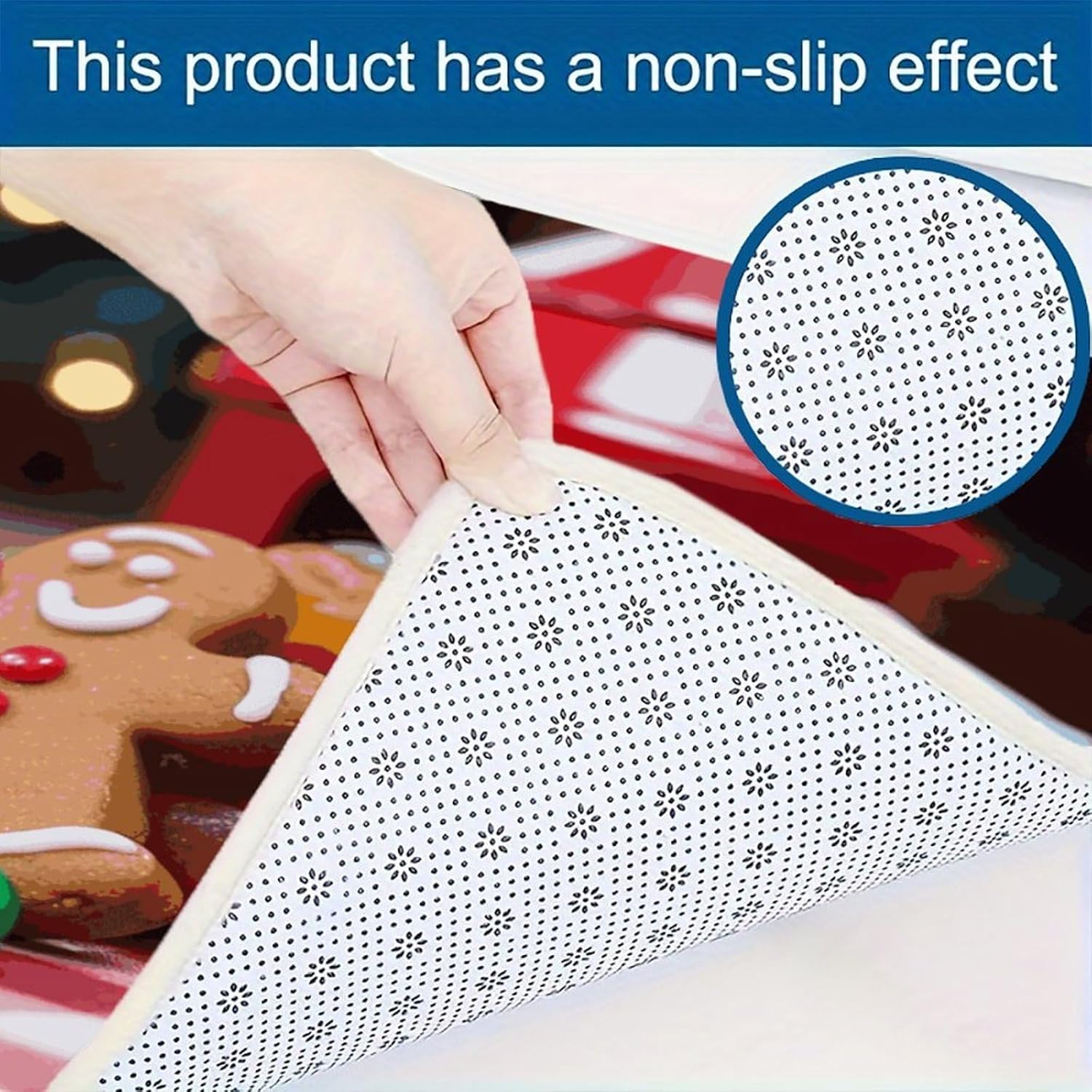 Gingerbread Man Candy Kitchen Mats with 2PCS Non-Slip Washable,Kitchen Rug Heavy Duty Durable, Floor Mats for Kitchen,Office,Sink,Laundry