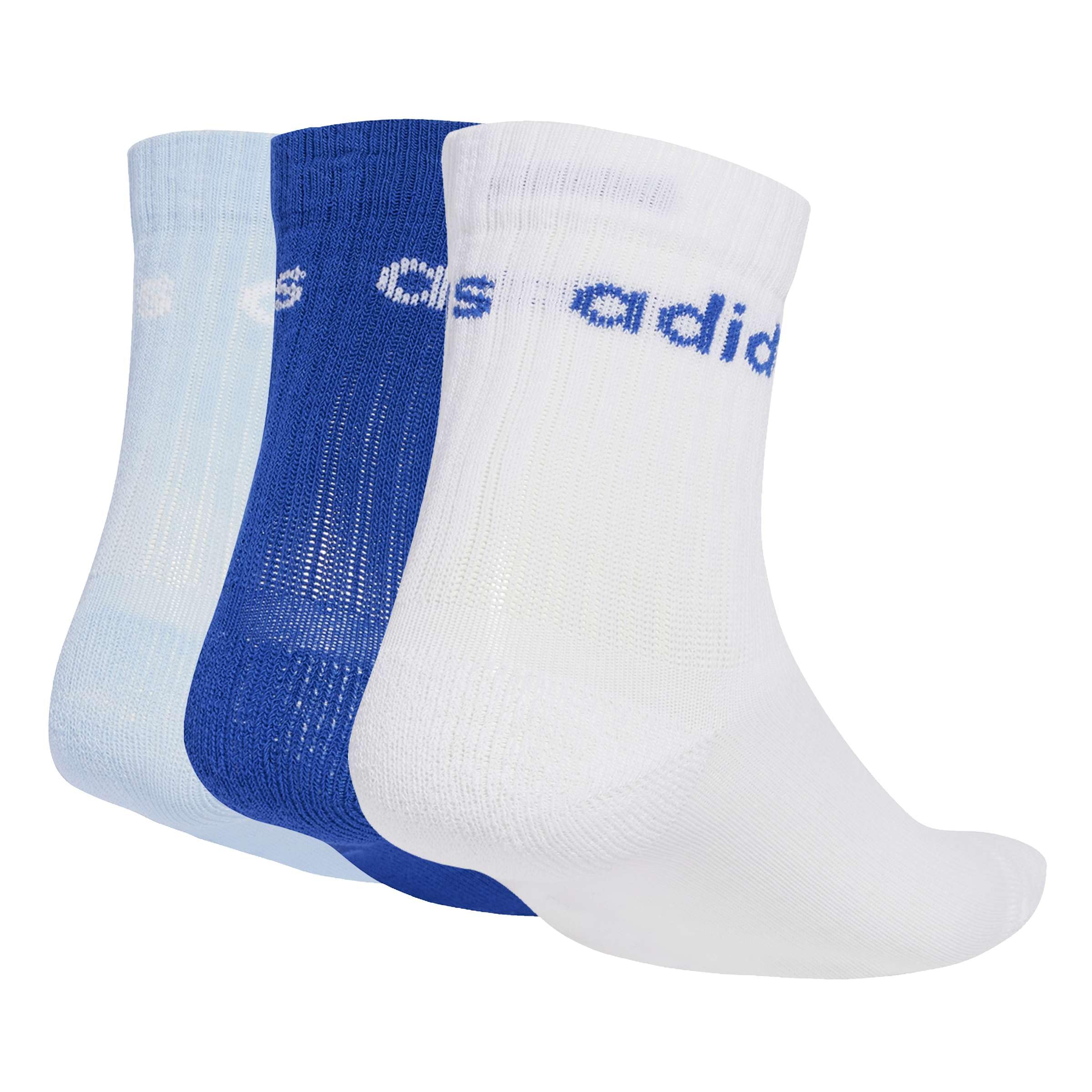 adidas Uniseks - dzieci LINEAR KIDS CREW 3 PAIRS PER PACK SOCKS, white/glow blue/team royal blue, 4-5 Years
