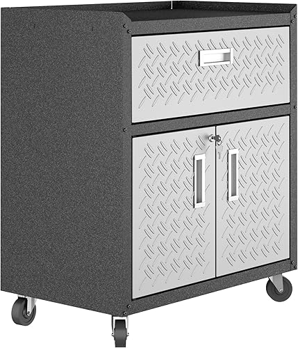 Vista 161 de Manhattan Comfort Fortress - Armario flotante de metal texturizado de 30 pulgadas con estantes ajustables, juego de 1, color blanco