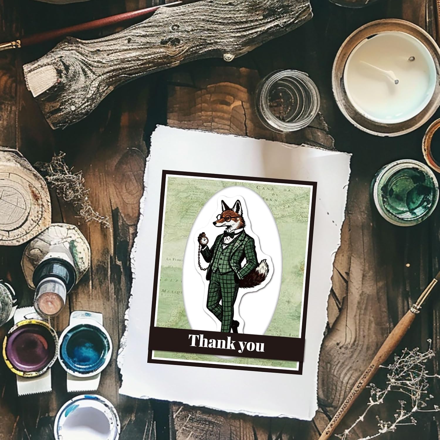 GLOBLELAND Vintage Gentlemen Animals Cling Rubber Stamps 8.7x7 inch Retro Hedgehog Dog EVA Cling Mount Stamp Elegant Fox Crow Crocodile Rubber Stamps Set for Card Making Photo Album DIY Scrapbooking
