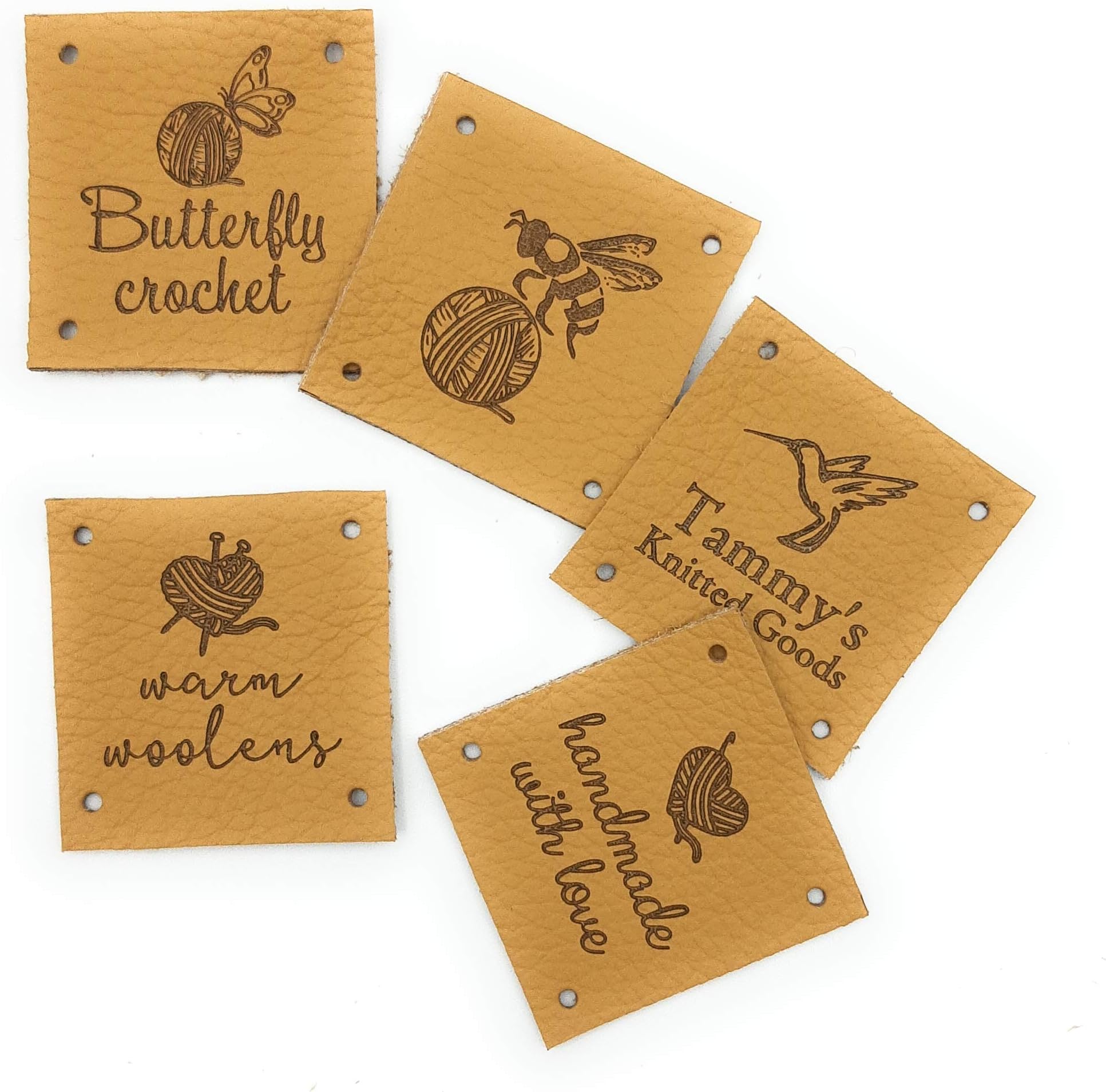 HandmadeLeather tags, custom clothing labels, leather labels, personalized knitting tags, crochet labels, logo branding tags, garment labels, 25 pc