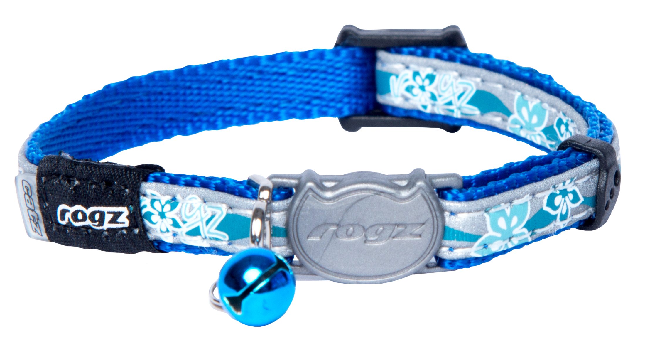 Rogz Catz NightCat Floral Collar, Blue