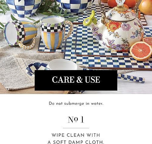 Miniatura 5 de MACKENZIE-CHILDS Royal Check - Juego de manteles individuales con juego de posavasos, 4 de cada uno, acabado duro