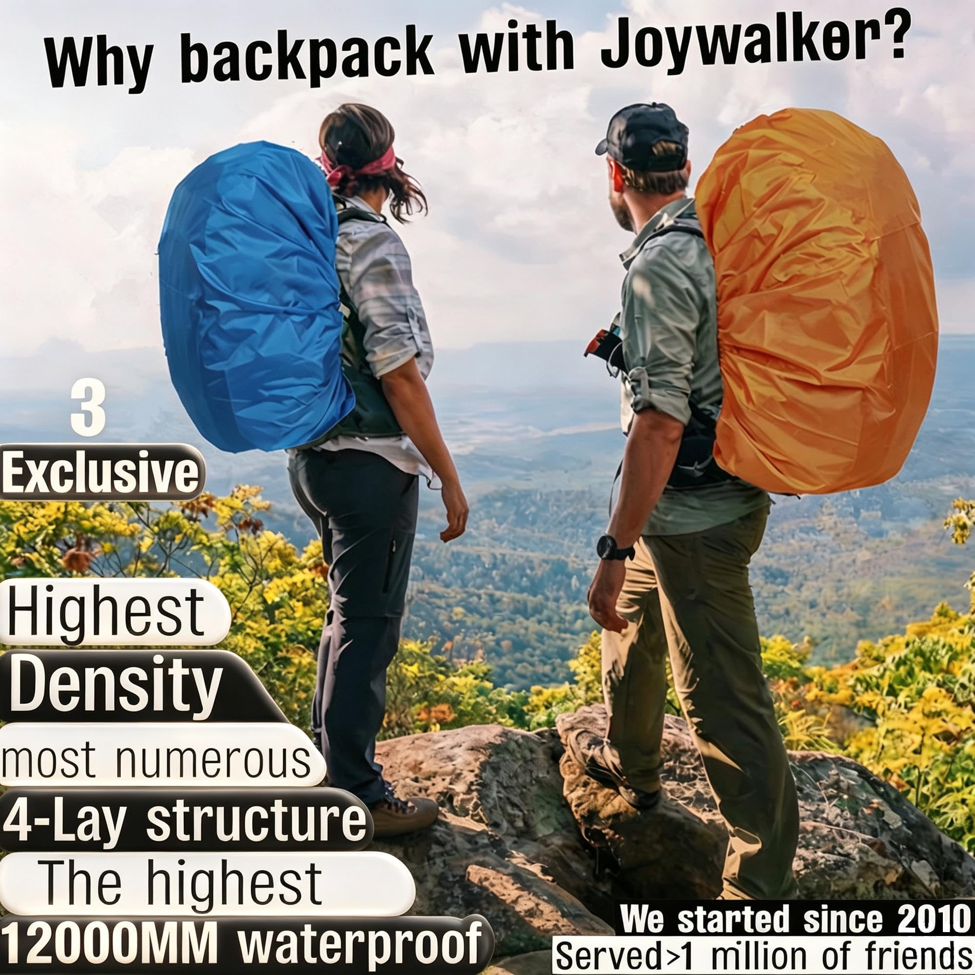 Joy Walker Plecak Pokrowiec przeciwdeszczowy 5000 mm Wodoodporny Braeathable Nadaje się do plecaka 40L - 55L Wędrówki/Kemping/Podróżowanie/Codzienne Użytkowanie (rozmiar: L)