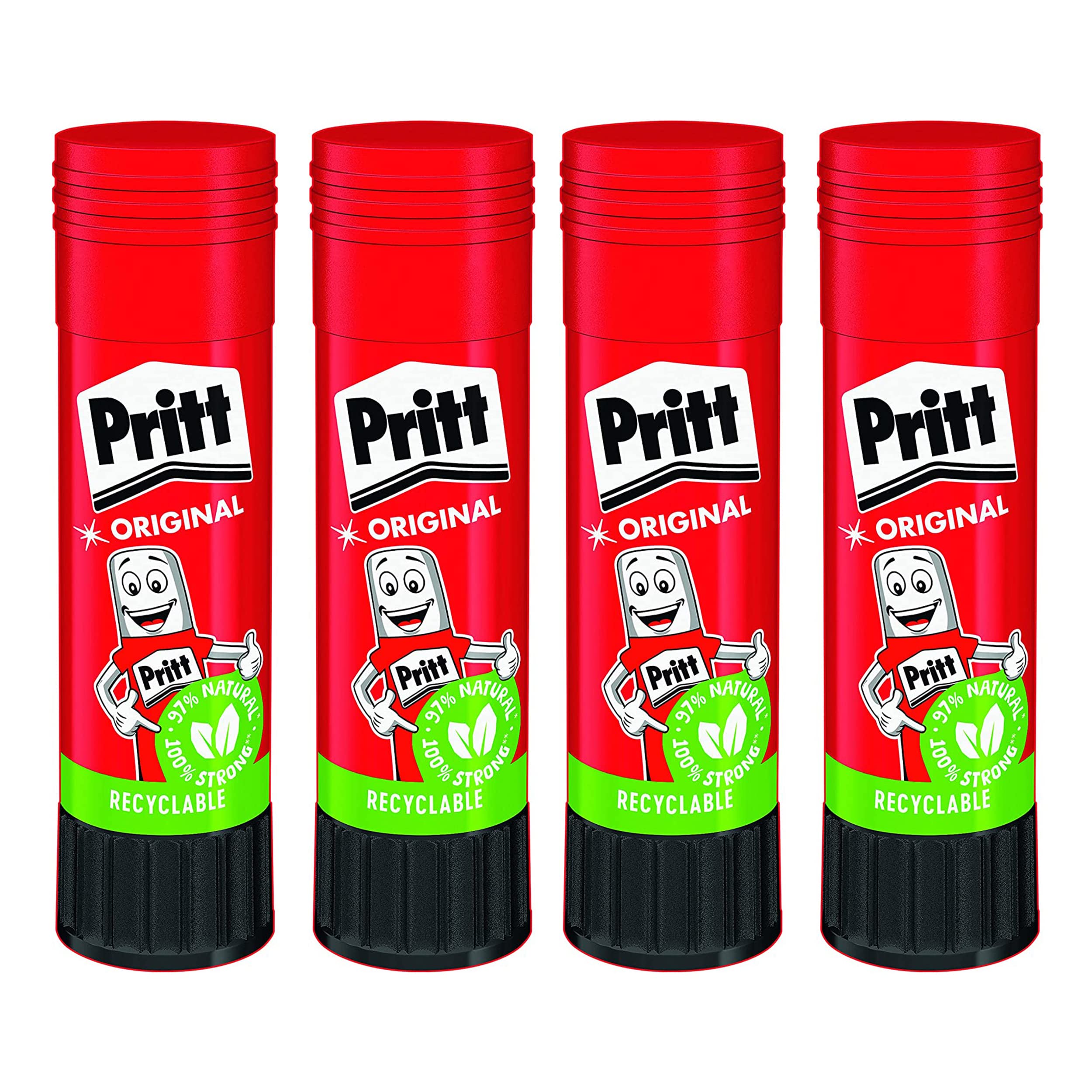STAEDTLER Seguro y Adecuado para niños para Manualidades, Fuerte Adhesivo para Uso Escolar y de Oficina, 4 pegamentos en Barra Pritt de 22 g, Uncolored, One Size