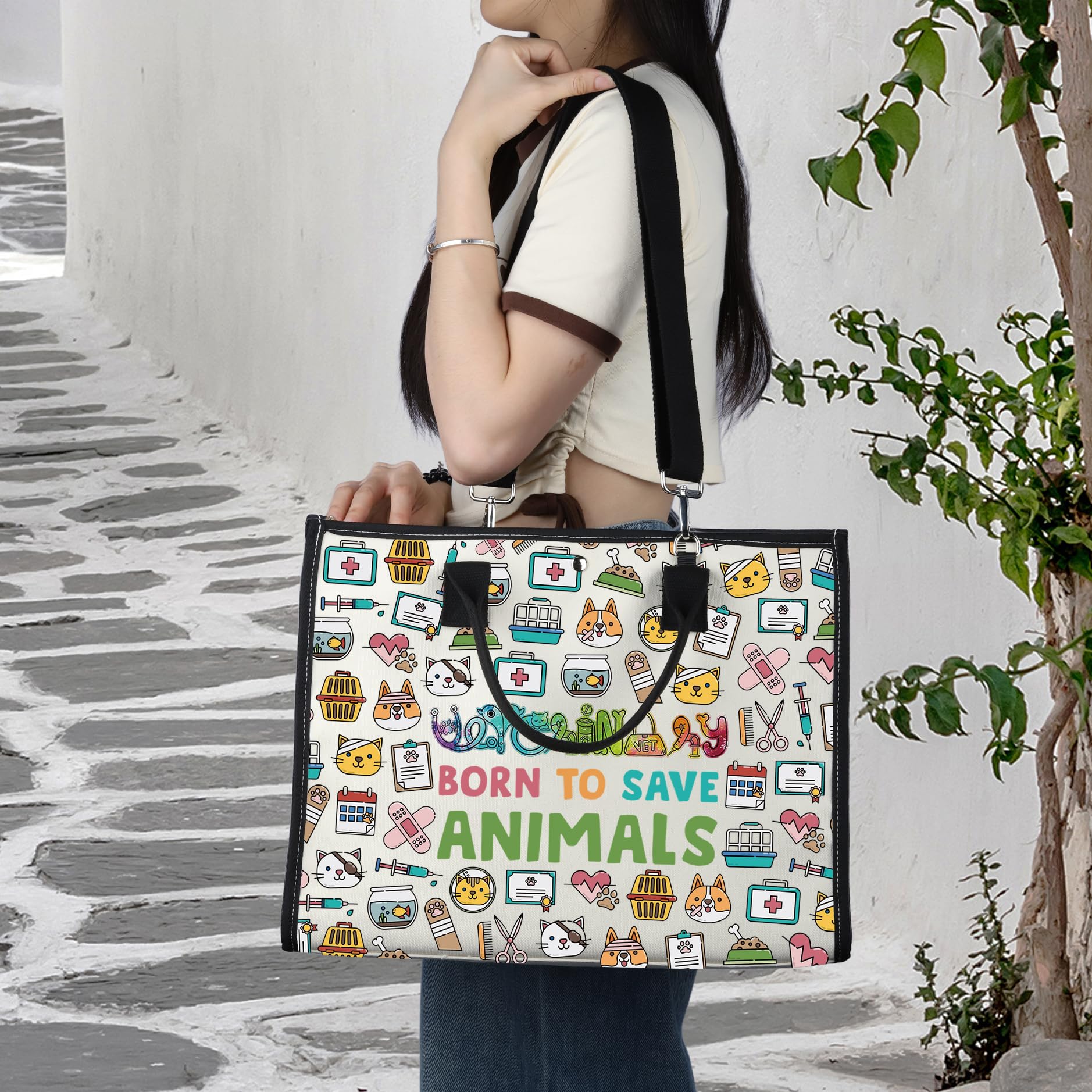 LEVLO Veterinarian Cosmetic Make Up Bag Veterinary Technician Gift Born To Save Animals Makeup Zipper Pouch Bag for Veterinarian Assistant Student Save Animals LT - Image 3