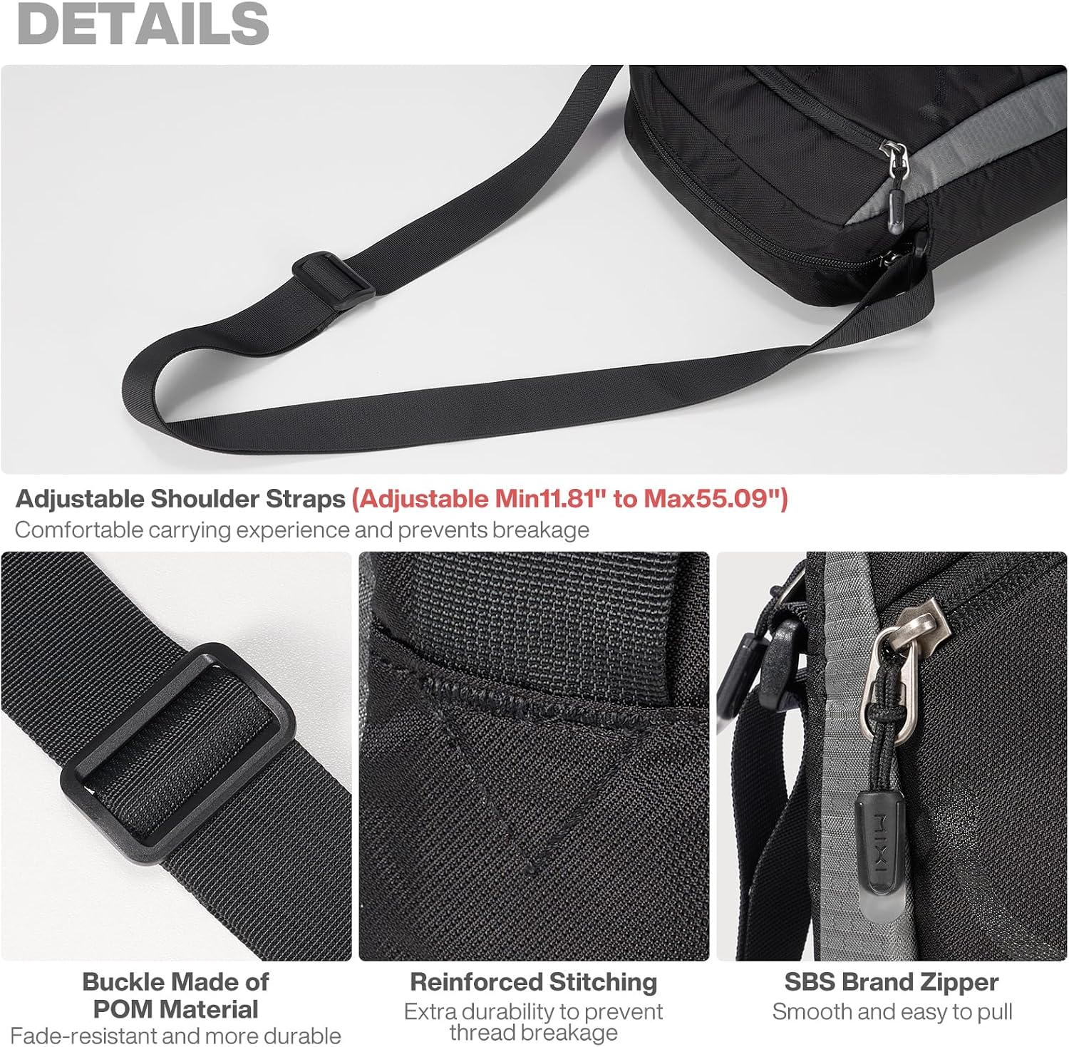 mixi Crossbody Sling Bag for Men Women Lightweight Purse Small Shoulder Bag image 4
