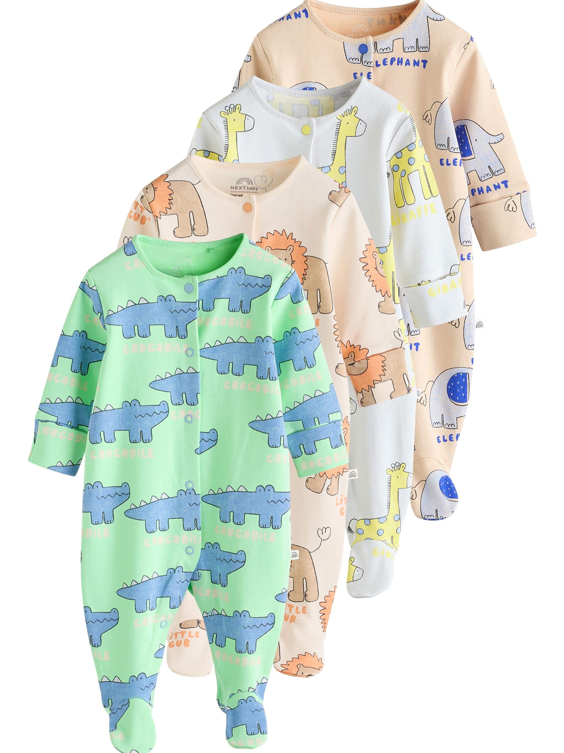NEXT Bebés niño Pack de 4 Peleles con Animales 100% algodón para bebé