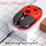 Bluetooth Wireless Mouse,Cute Ladybug Cartoon Mouse Dual Mode(Bluetooth & 2.4G Wireless),Rechargeable Silent Portable Mice with USB Receiver for Notebook, Laptop,PC,Desktop,MacBook,MacOS Gift(Red)
