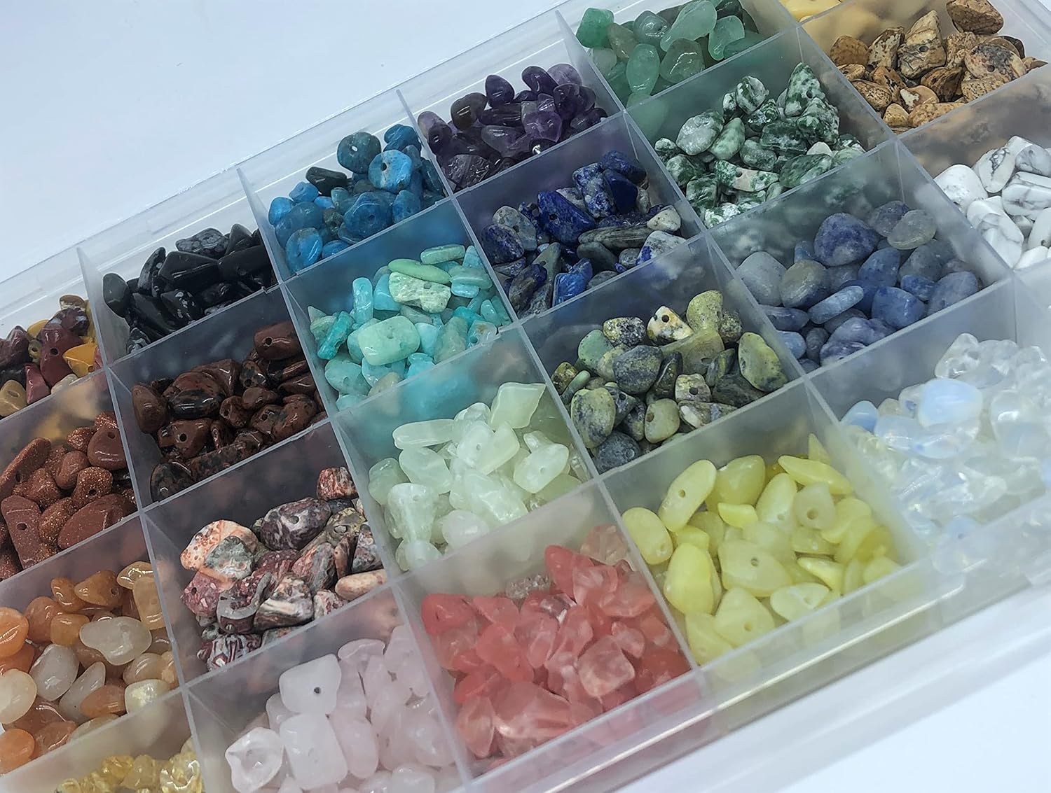 Gemstone Chips Beads DIY Jewelry Making, Healing Engry Crystals Polishing Crushed Irregular Shaped Beads with Box (24material-1) - Image 6