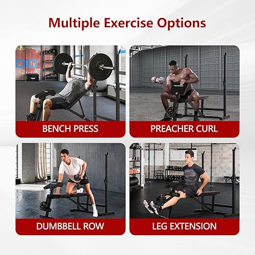Miniatura 4 de Adjustable Weight Bench, Bench Press Rack with Squat Rack, Leg Exercises Preacher Curl Rack for Home Gym Full Body Workout
