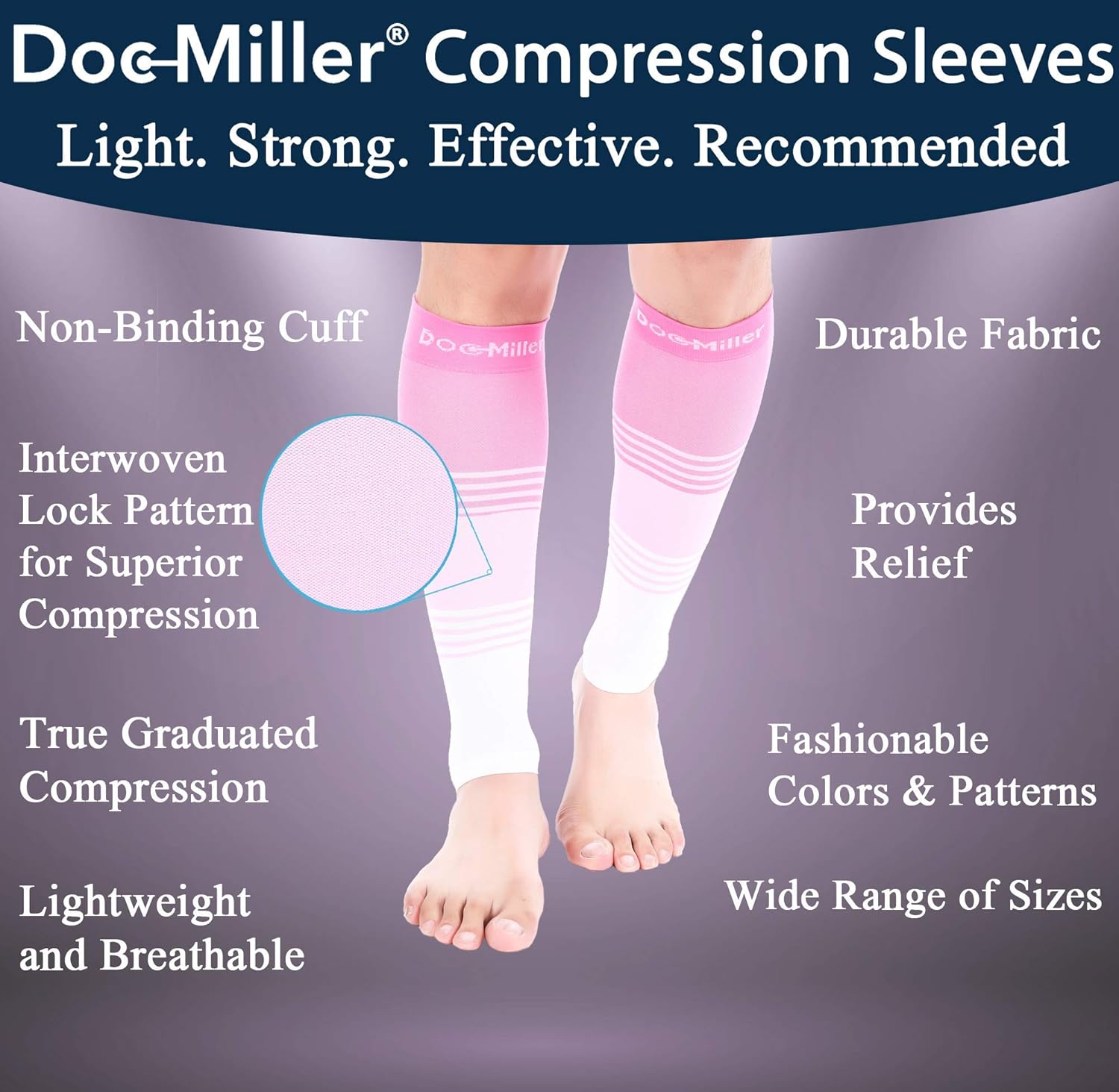 Exсluѕіvе Dіѕсоunt 80% оƒƒеr Doc Miller Calf Compression Sleeve Men and Women 20-30 mmHg, Shin Splint Compression Sleeve, Medical Grade Socks for Travel Recovery, Varicose Veins and Maternity 1 Pair Large Pink Pink White Calf Sleeve