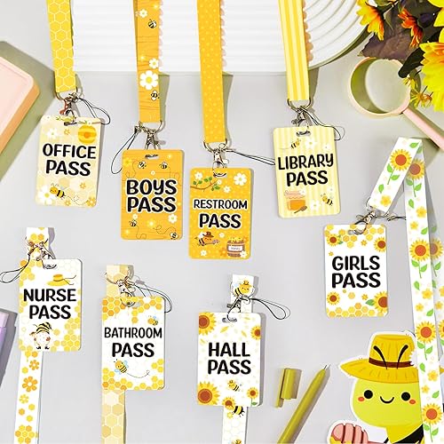 Miniatura 4 de Juego de 8 cordones para pasillos escolares y pases escolares de cloruro de polivinilo irrompible para pases de baño para aulas pases de biblioteca