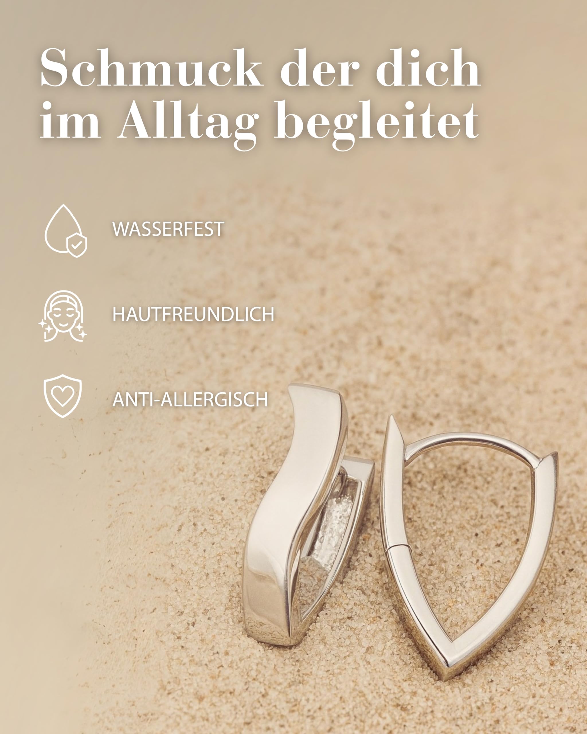 Vinani Damen Ohrringe 925 Silber - Klapp Creolen Ohrring Set für Frauen V-Form mittel geschwungen glänzend aus rhodiniertem 925 Sterling Silber 2CKC