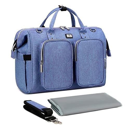 Miniatura 9 de Bolsa de pañales con cambiador y correas para cochecito, bolsas grandes portátiles para bebés recién nacidos, mochilas de viaje unisex y elegantes