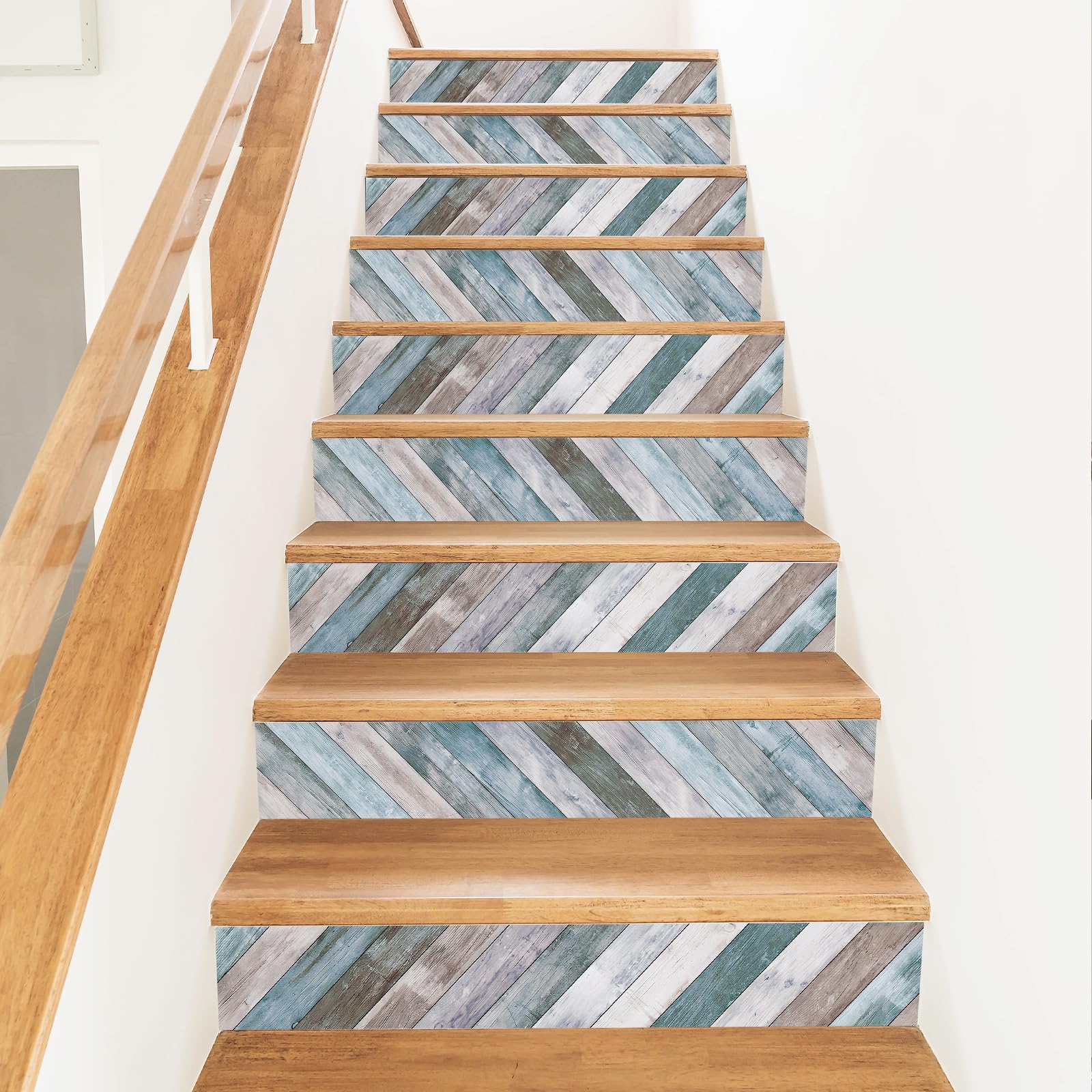 PLIGREAT 15 tiras de calcomanías diagonales para escalones, calcomanías para escalones, 18 x 100 cm, vinilo autoadhesivo, arte creativo, murales de escalera para decoración del hogar y hotel