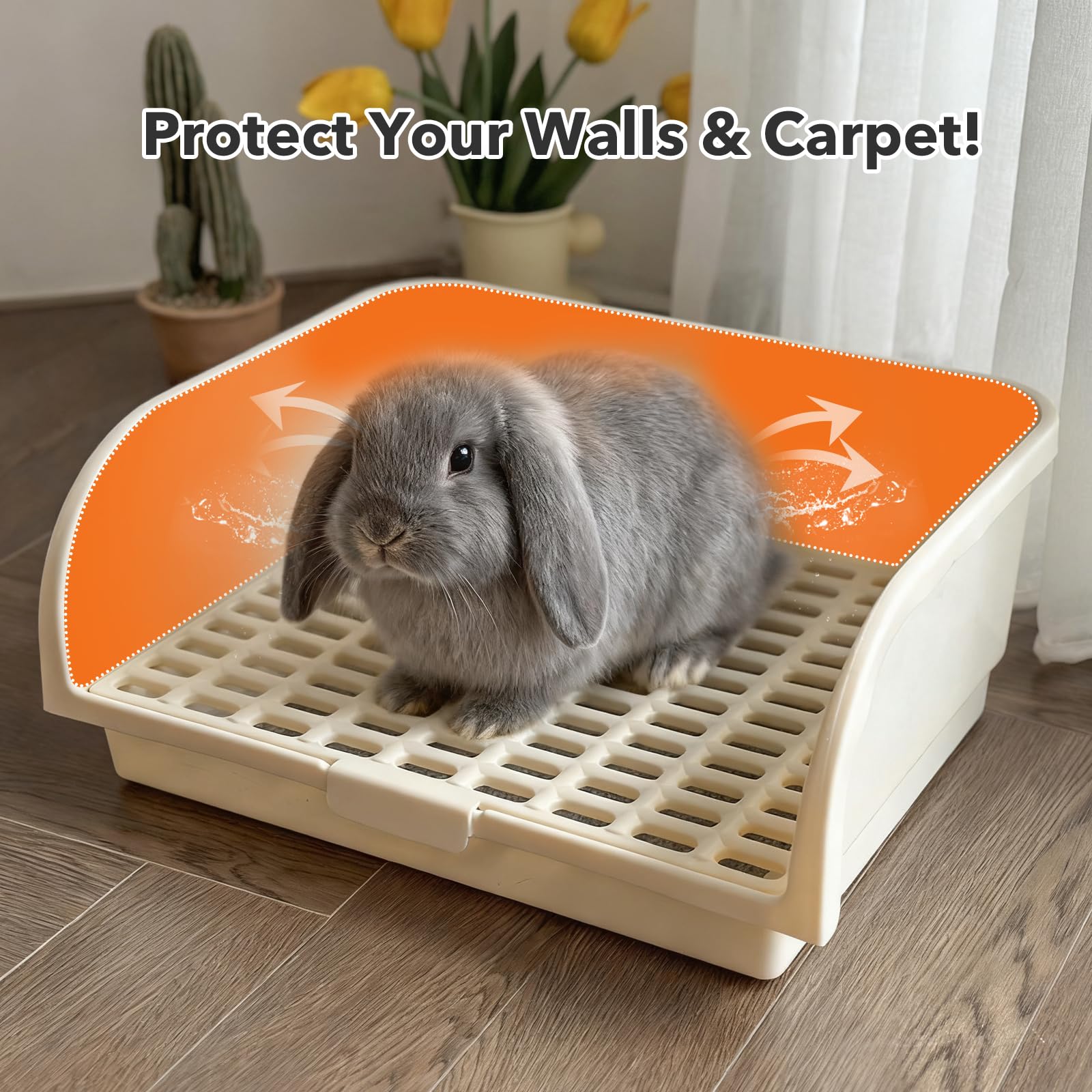 Rabbit Litter Box - Extra Large Bunny Litter Box, Easy to Clean and Disassemble, Prevents Odors and Stains. Pet Training Toilet Pan for Guinea Pig, Ferret, Hamster, Chinchilla - image 6