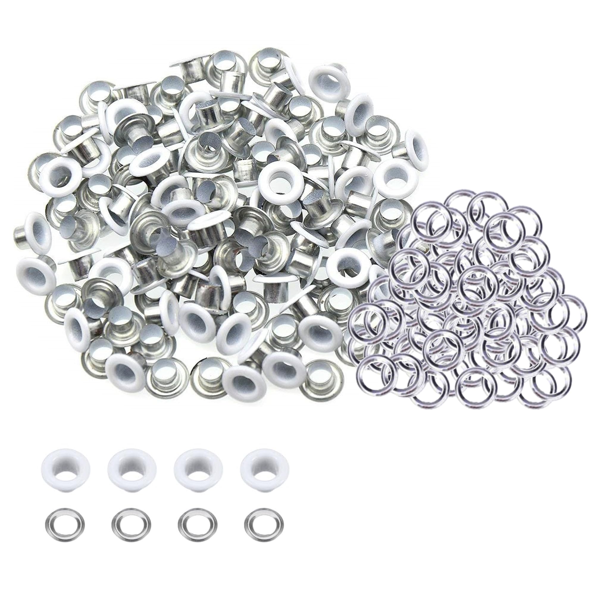 Trimming Shop Matte White 5Mm Eyelet With Washers Durable Brass Grommets For Diy Leathercrafts, Sewing & Repair Clothing, Jackets, Scrapbooking, Handbag Decoration, 100Pcs