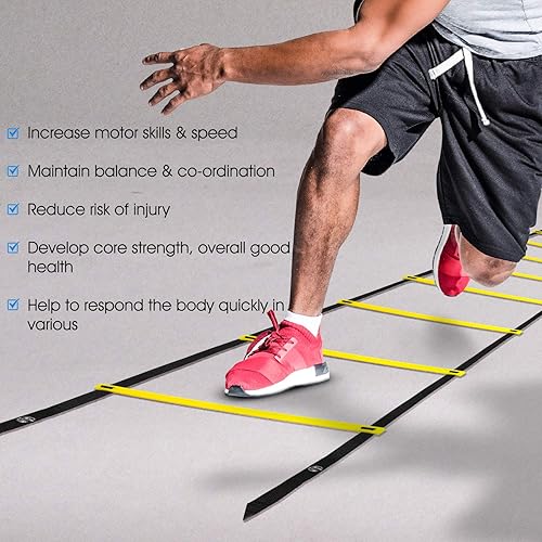 Miniatura 5 de Yes4All Ultimate Agility Ladder Speed Training Equipment - 8 12 20 Rungs with Multi Colors - Speed Ladder for Kids and Adults - Included Carry Bag