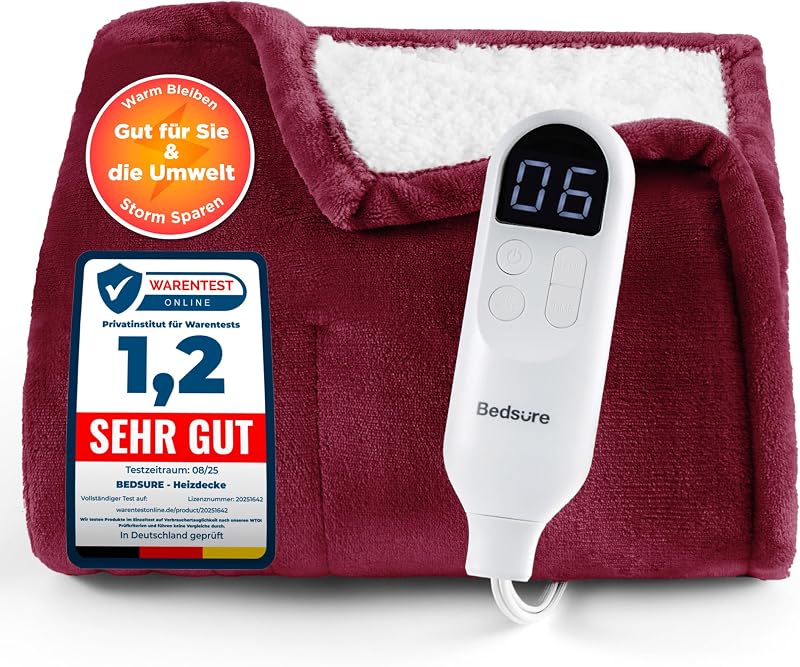 BEDSURE elektromos takaró 130x180cm, 6 fokozat, 10 órás időzítő, túlmelegedés védelem