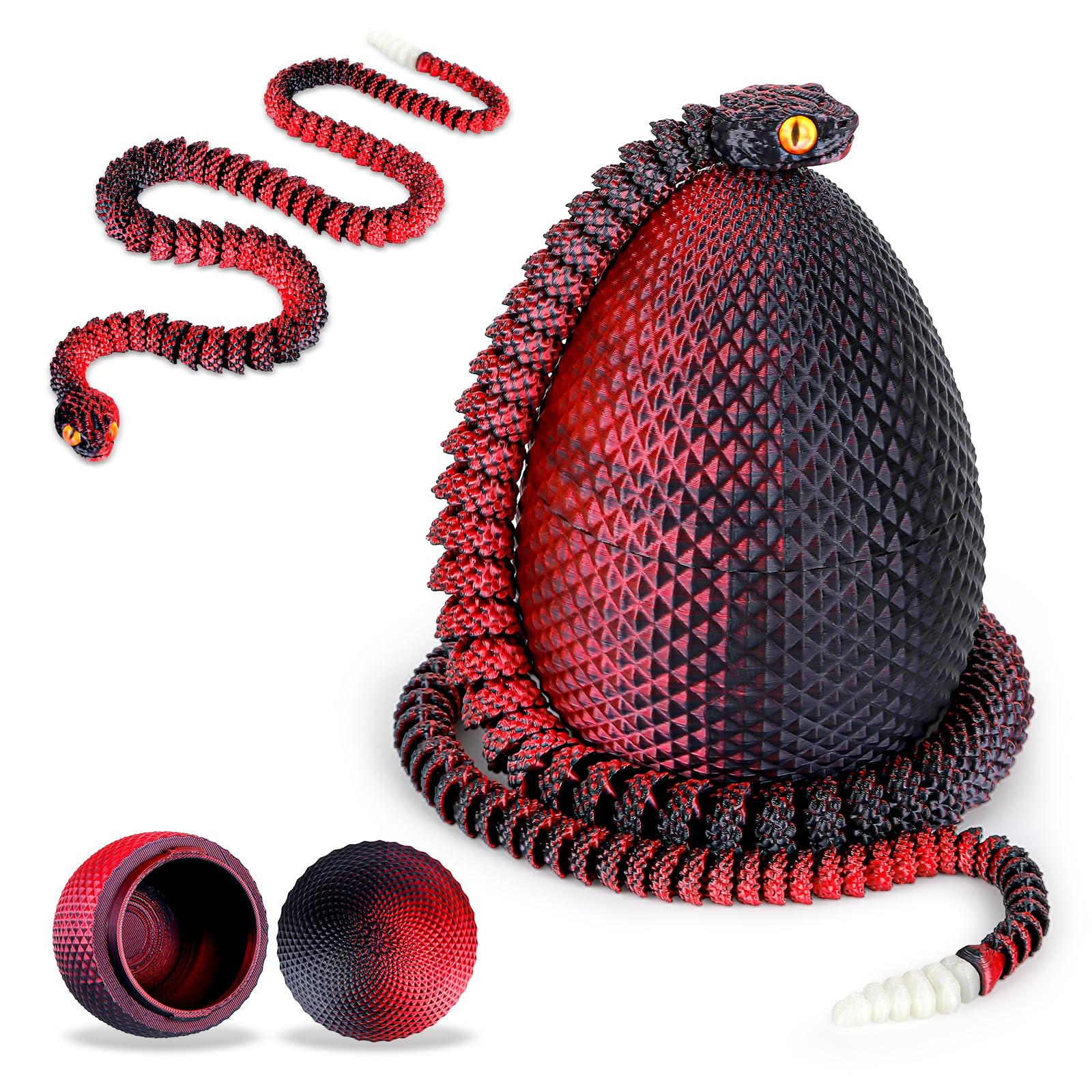 SUMLAND 23.22 Inch 3D Printed Snake with Egg