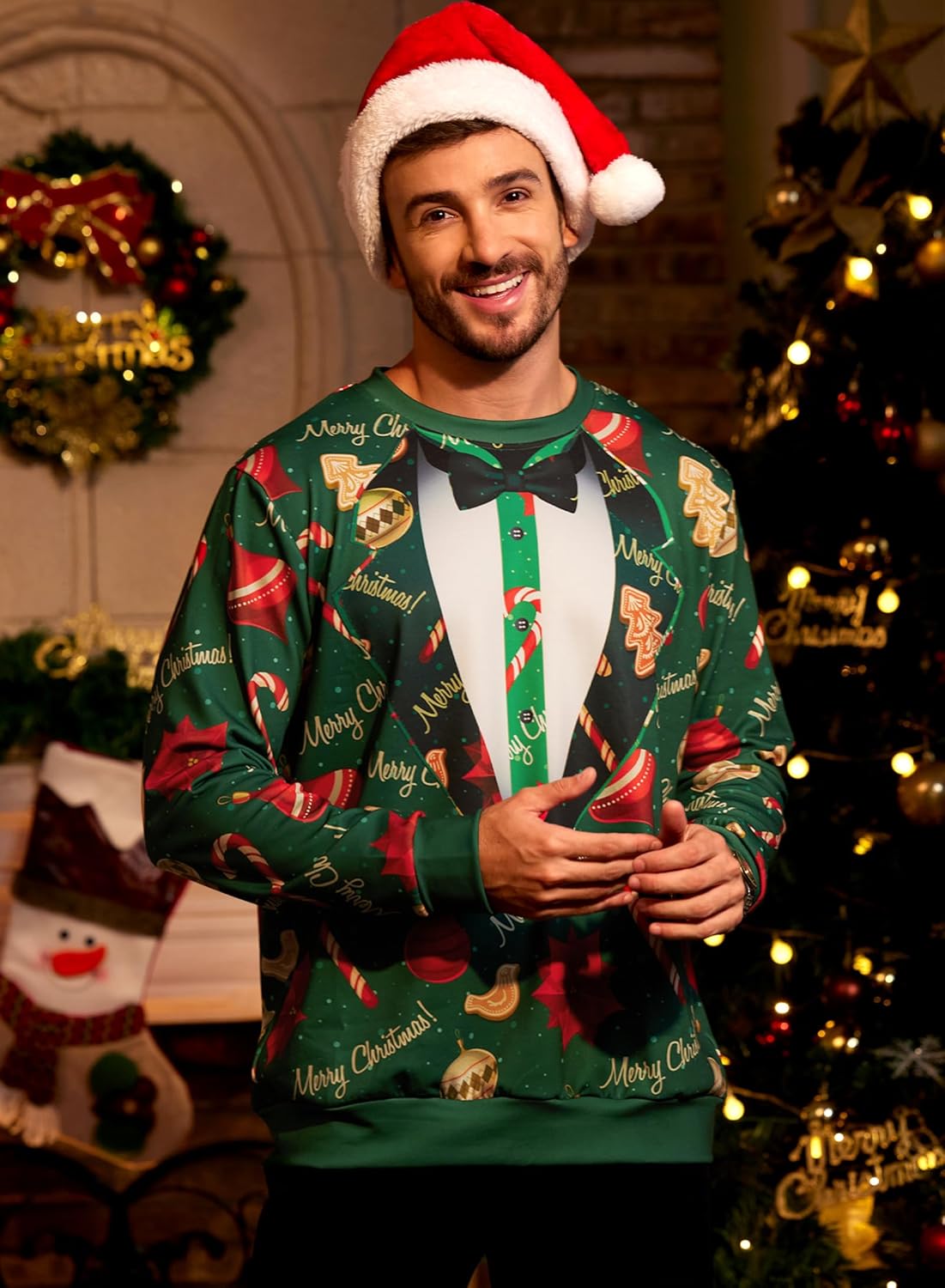 Arvilhill Men's Ugly Christmas Funny Sweatshirt Loose Fit Adult Xmas 3D Print Sweater for Holiday (S-3XL)