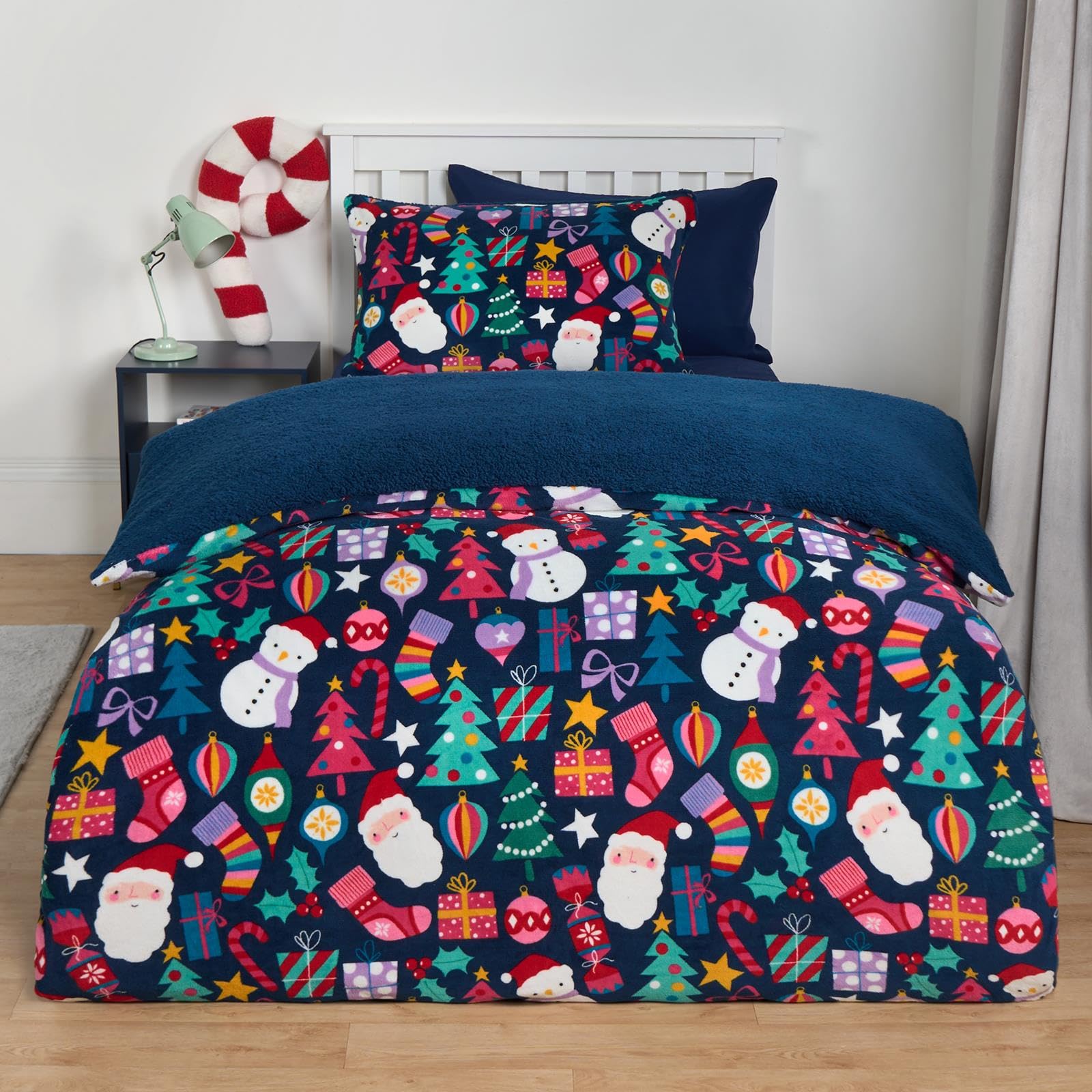 OHS Christmas Bedding Single, Christmas Fun Kids Fleece Duvet Cover Super Soft Warm Winter...