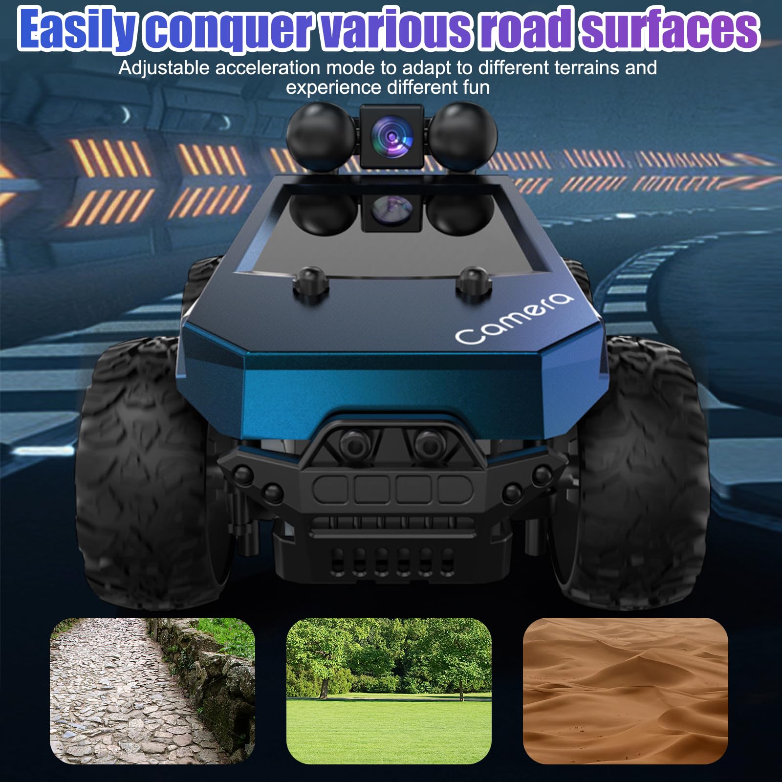 Auto telecomandata fuoristrada 1:28 con telecamera, auto giocattolo ad alta velocità, trasmissione WiFi in tempo reale, con controllo tramite APP, auto giocattolo RC per bambini e adulti