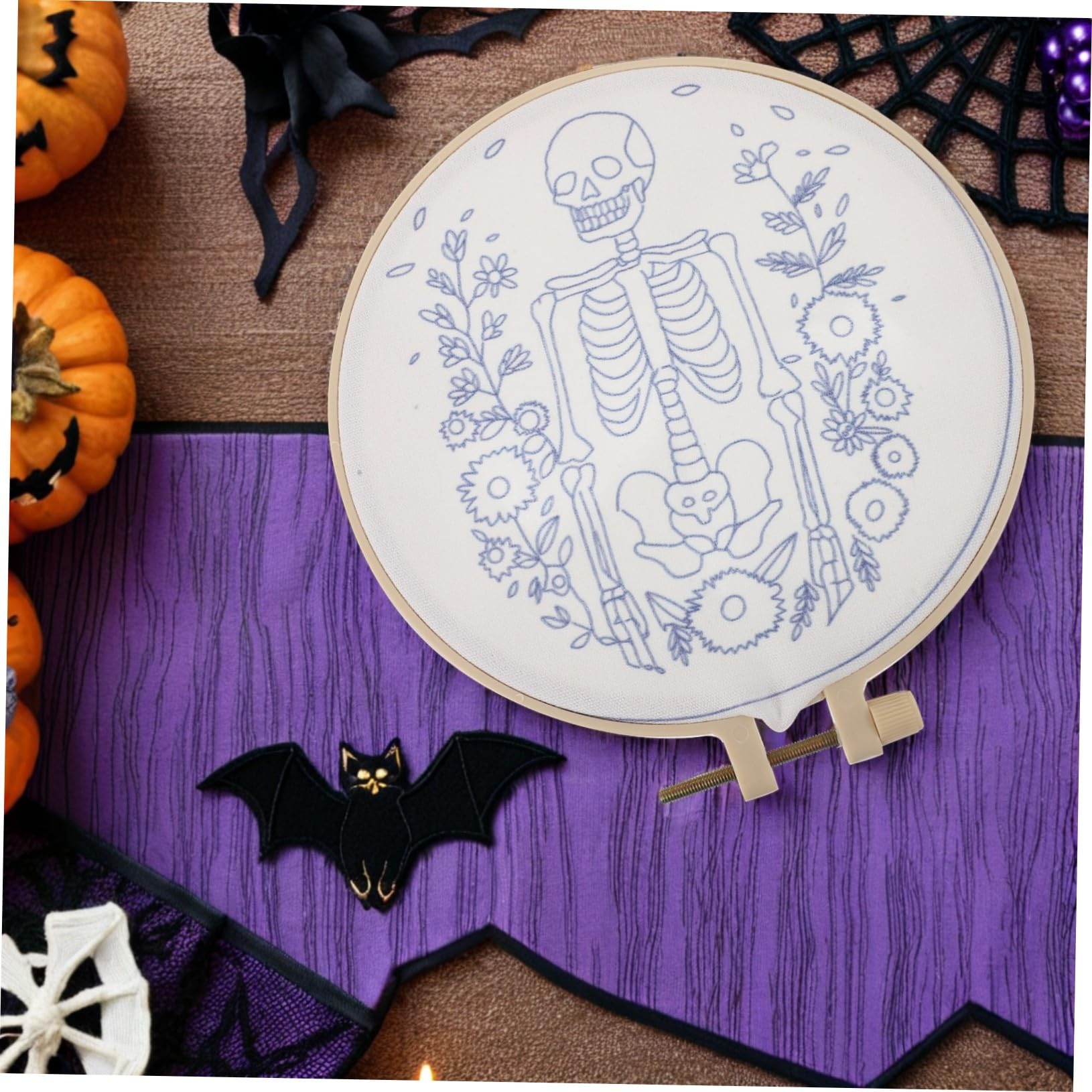 iplusmile Kit de Broderie Halloween Motif Unique Loisirs Créatifs avec Aiguille à Poinçonner Échantillon Broderie à Main pour Débutants Décoration Noël