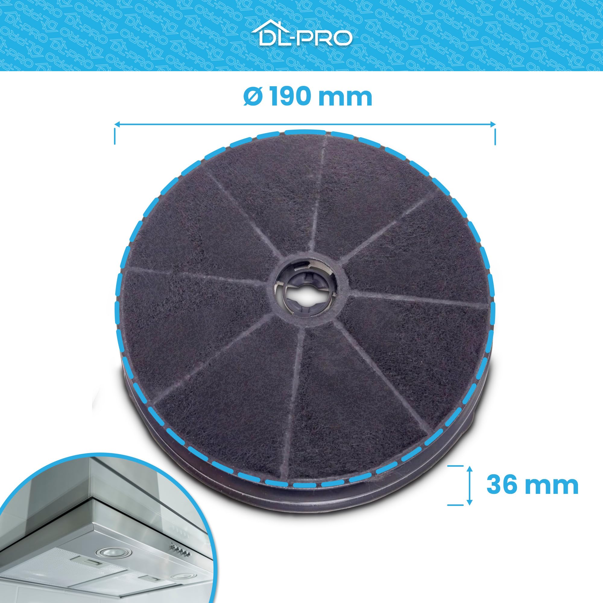 Image secondaire de Filtre à Charbon Actif DL-pro pour Hotte Aspirante Ø 190 mm