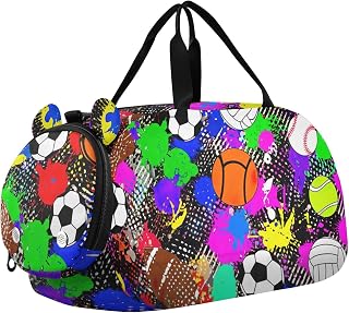 Bolsa de lona para niños, color negro y gris, con estampado de leopardo, color blanco y negro, Pelotas deportivas coloridas de baloncesto, Classic