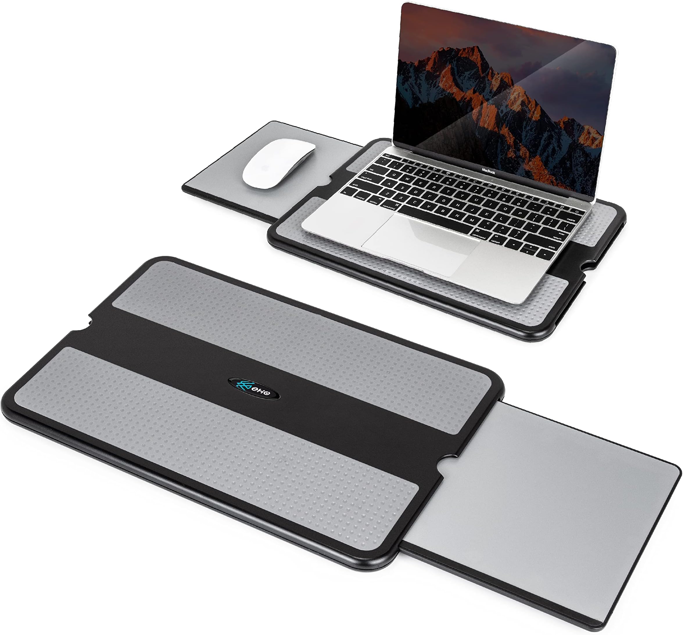 Laptop Lap Pad - Laptop Stand Pad w Retractable Mouse Pad Tray, Anti-Slip Heat Shield Tablet Notebook Computer Stand Table w/Sturdy Stable Cooler Work Surface for Bed Sofa Couch or Travel