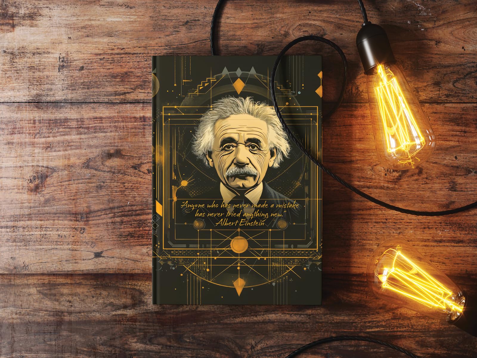 Albert Einstein Tasarımlı Çizgili Not Defteri – 13x21 Cm Sert Kapak 192 Sayfa